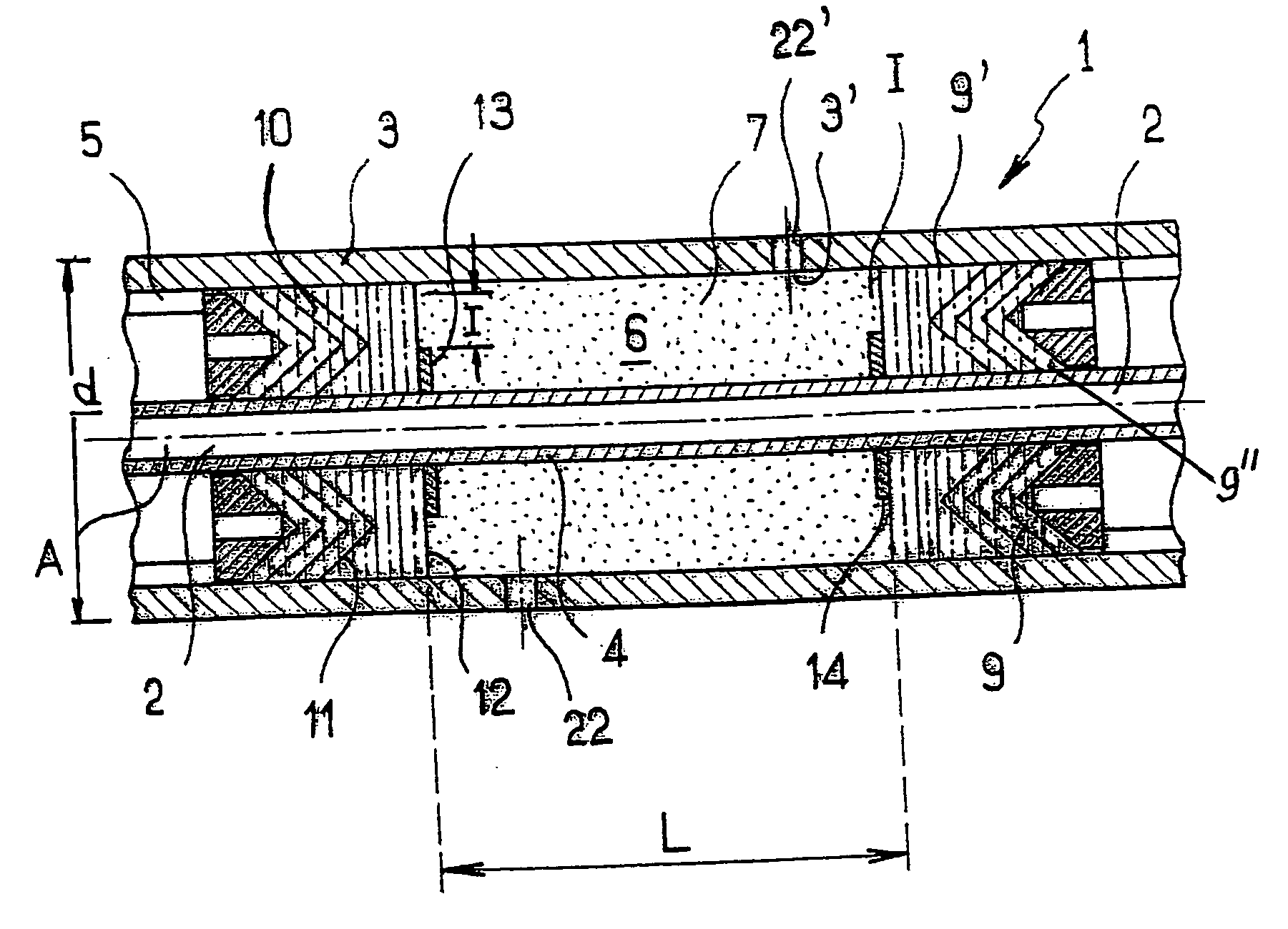 Device for arresting the propagation of a buckle in a double-walled pipe