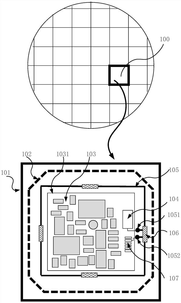 Bare chip crack damage detection circuit, crack detection method and memory