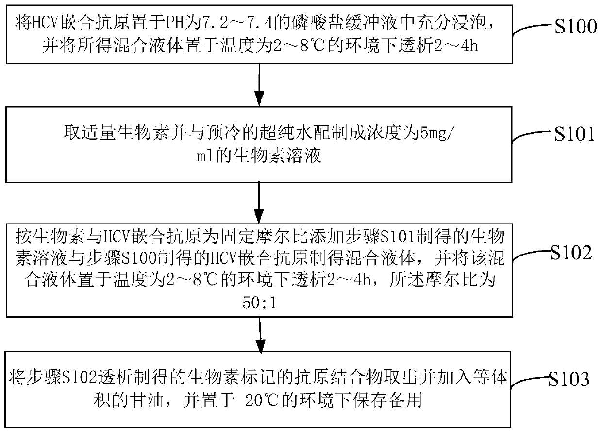 Preparation method of hepatitis c virus antigen and antibody combined detection reagent, and detection card