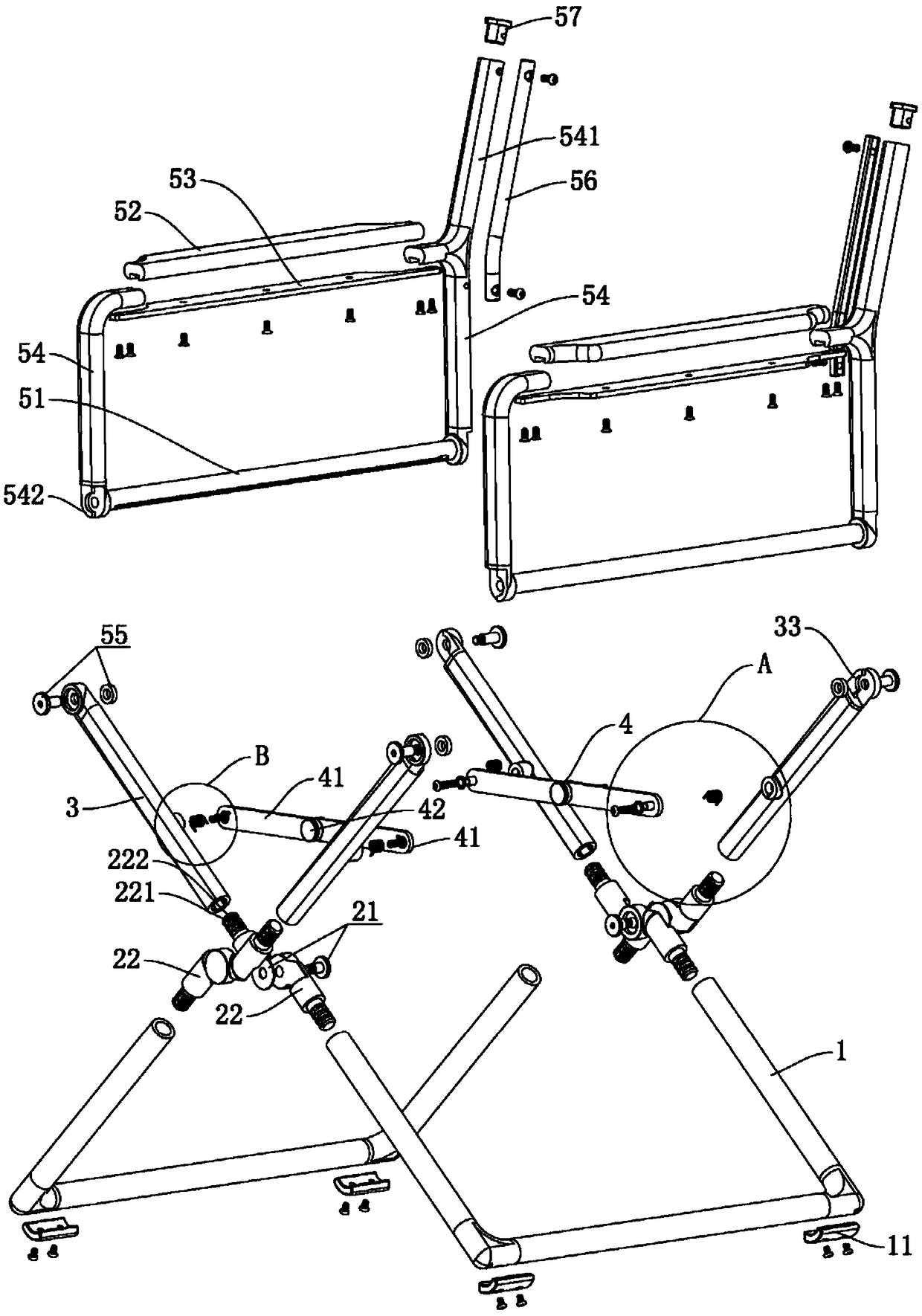 Folding cloth stretching chair