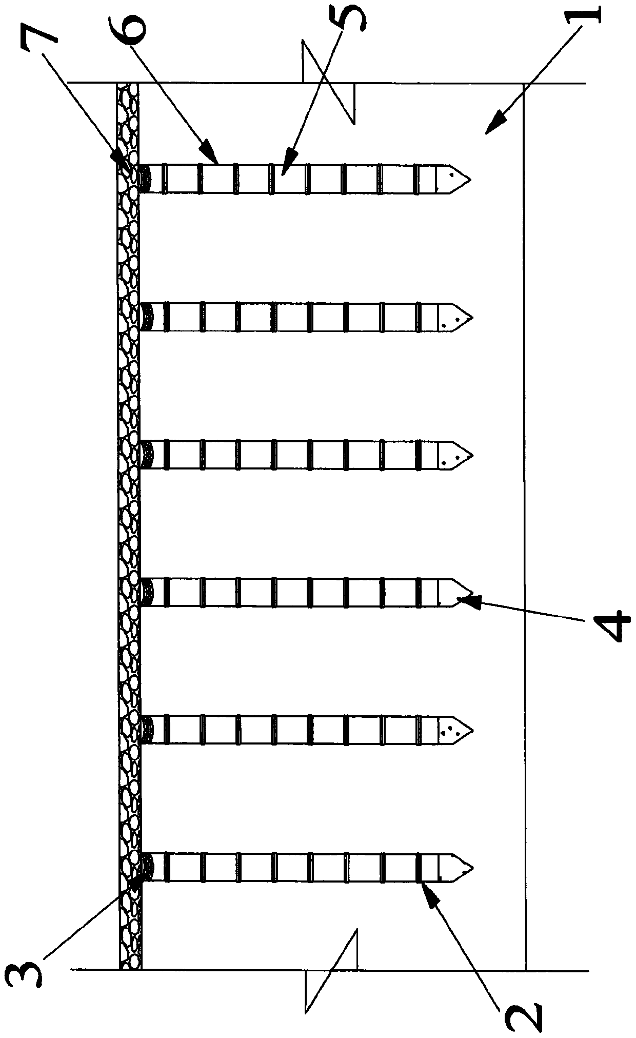 Method for reinforcing soft soil foundation structure through bamboo grouting piles