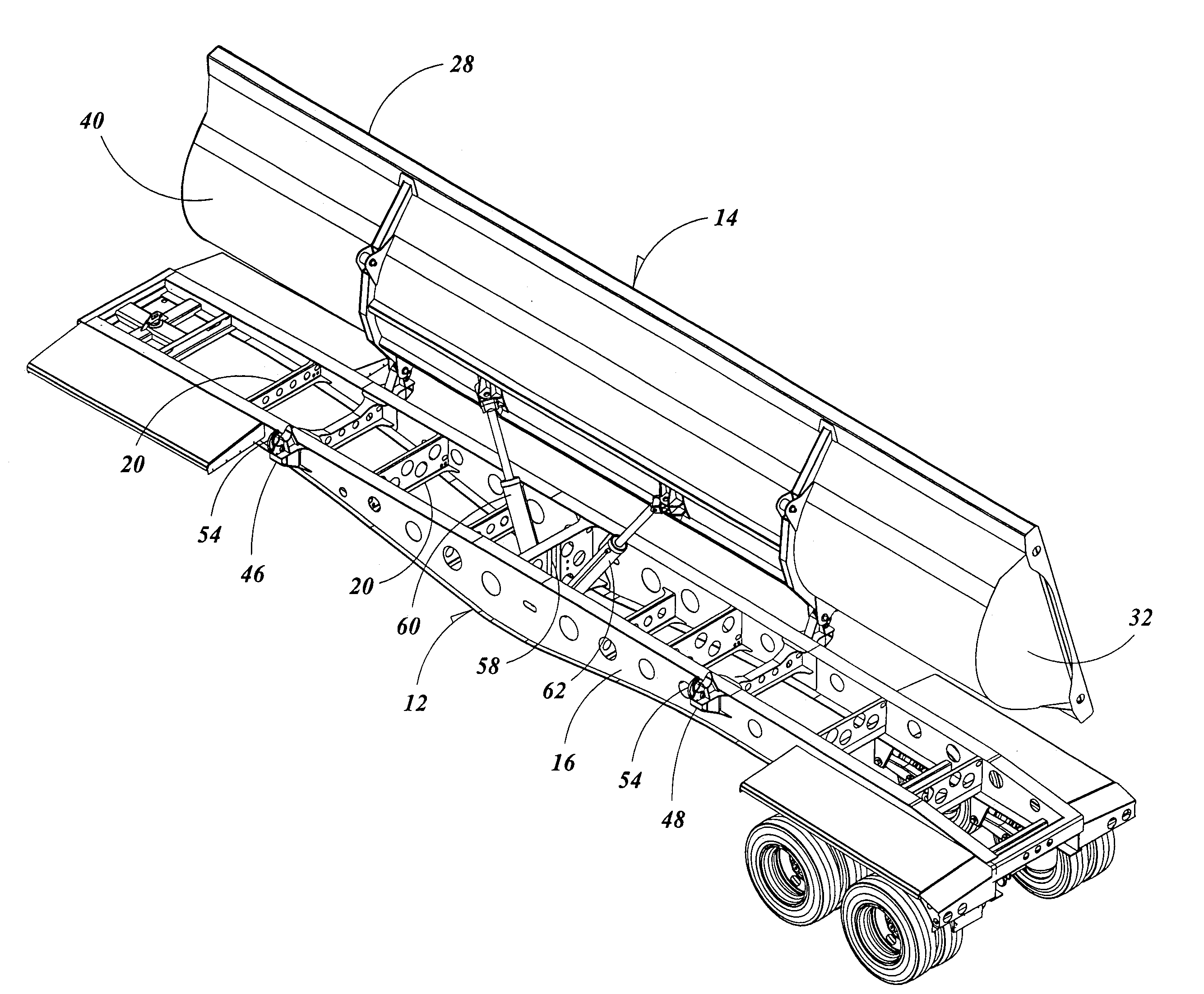 Bidirectional side dump trailer with improved tub lift system