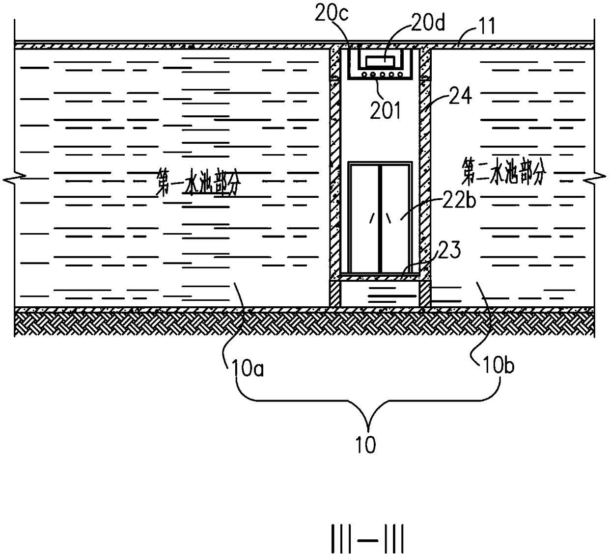 Basement fire-fighting pool structure and building