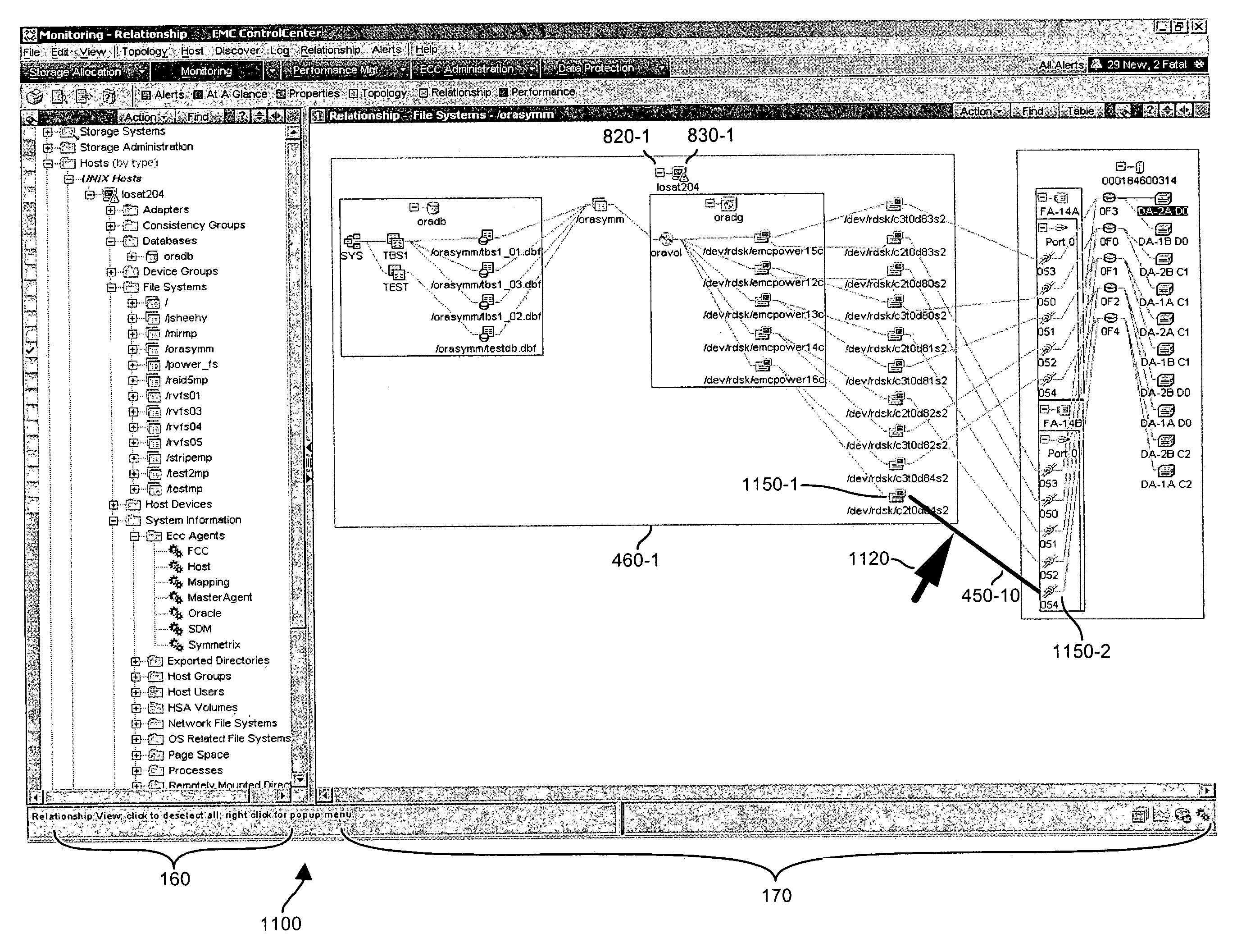 Methods and apparatus for managing network resources via use of a relationship view