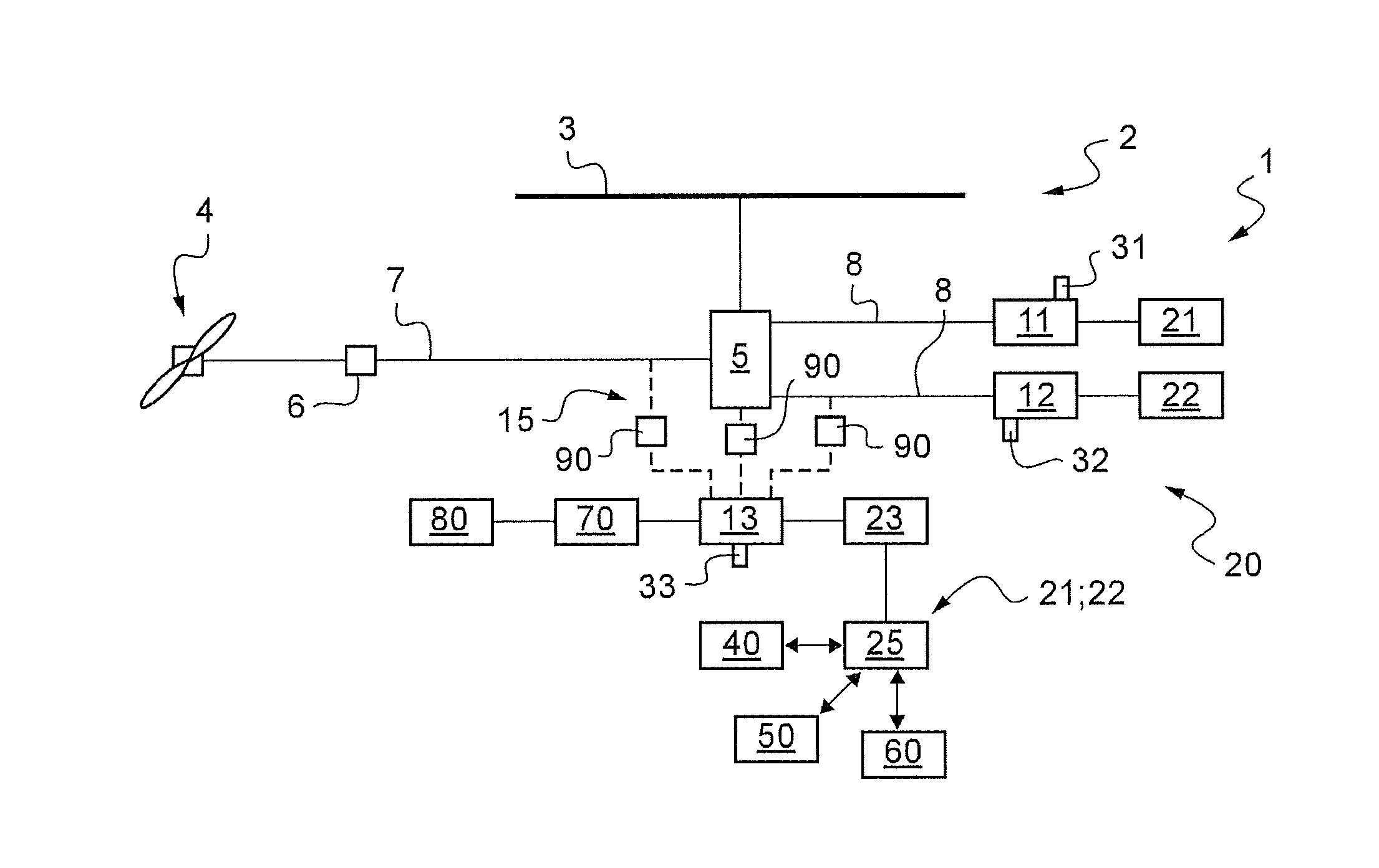 Rotary wing aircraft having two main engines together with a less powerful secondary engine, and a corresponding method