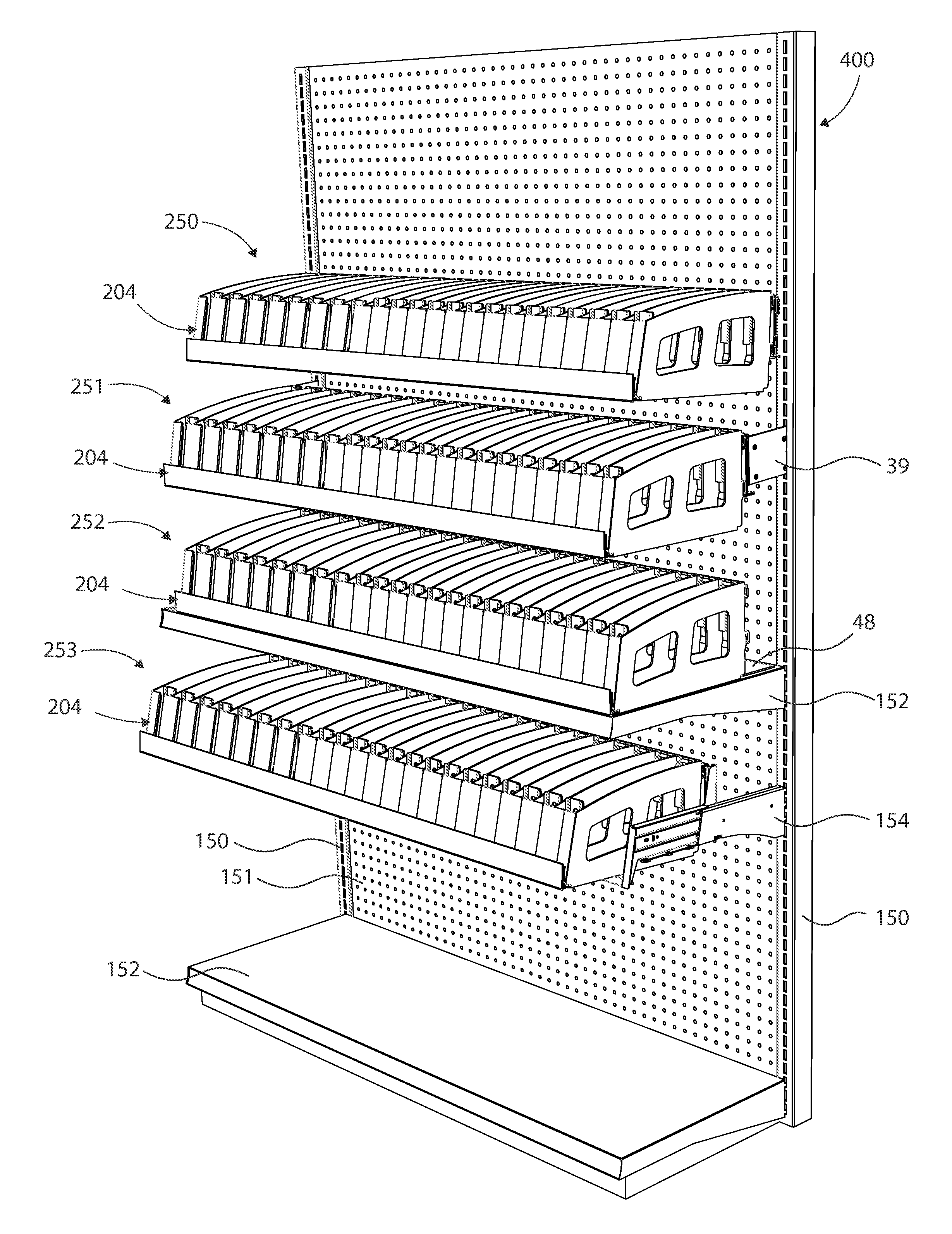 Adjustable depth merchandising crossbar systems and methods for dividing, pushing and/or dispensing one or more retail products