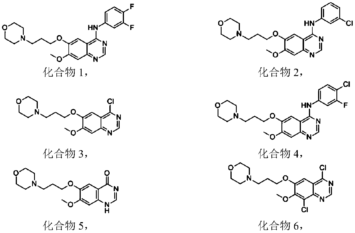 Composition containing morpholinyl propoxy quinazoline derivatives