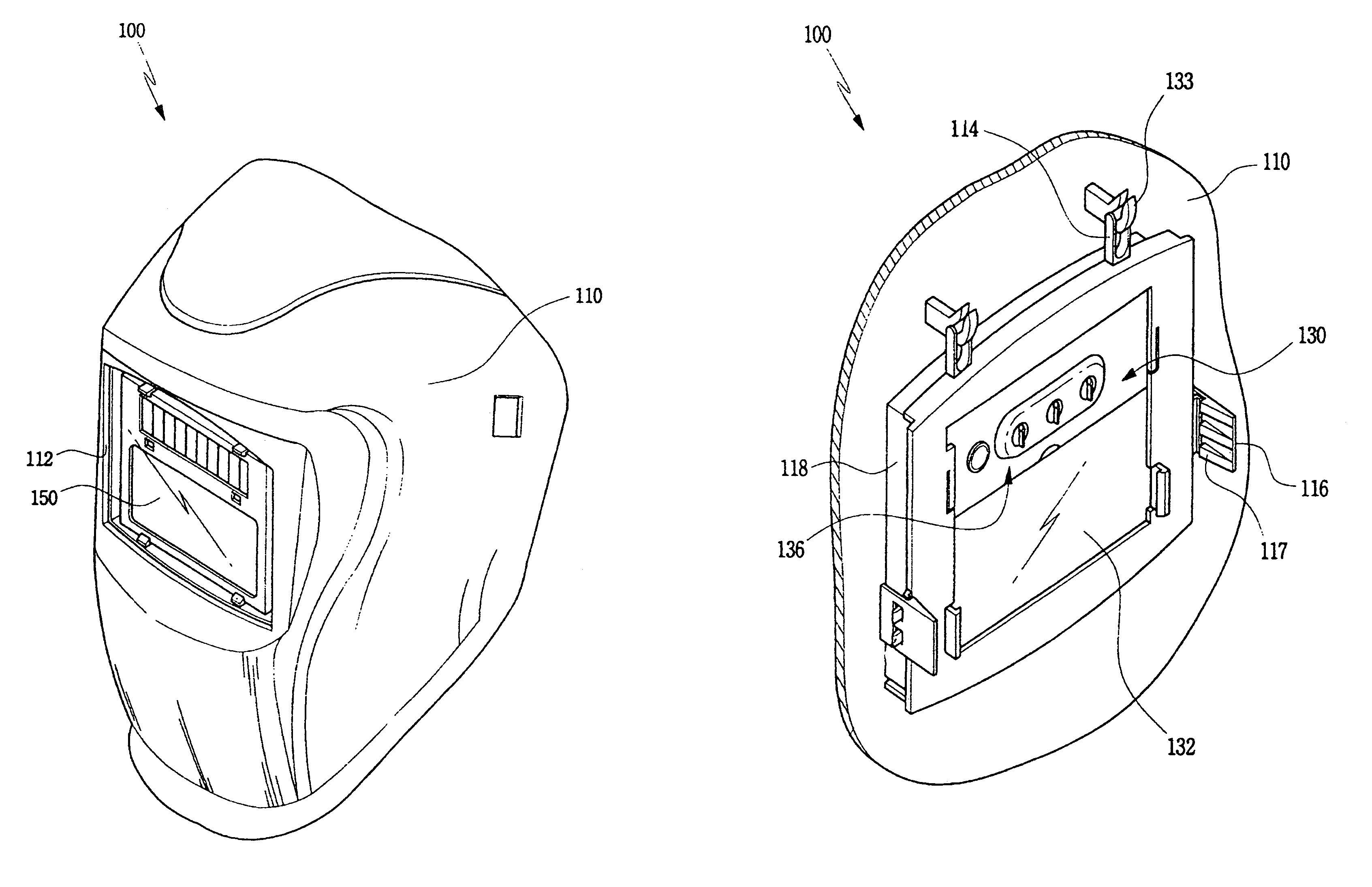 Welding helmet removable cartridge