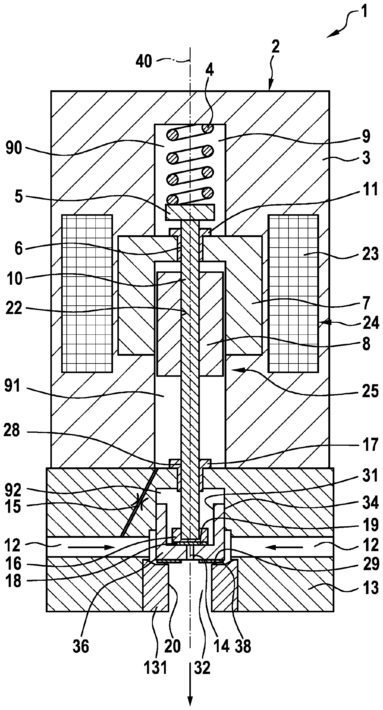 Proportional valve for controlling a gaseous medium