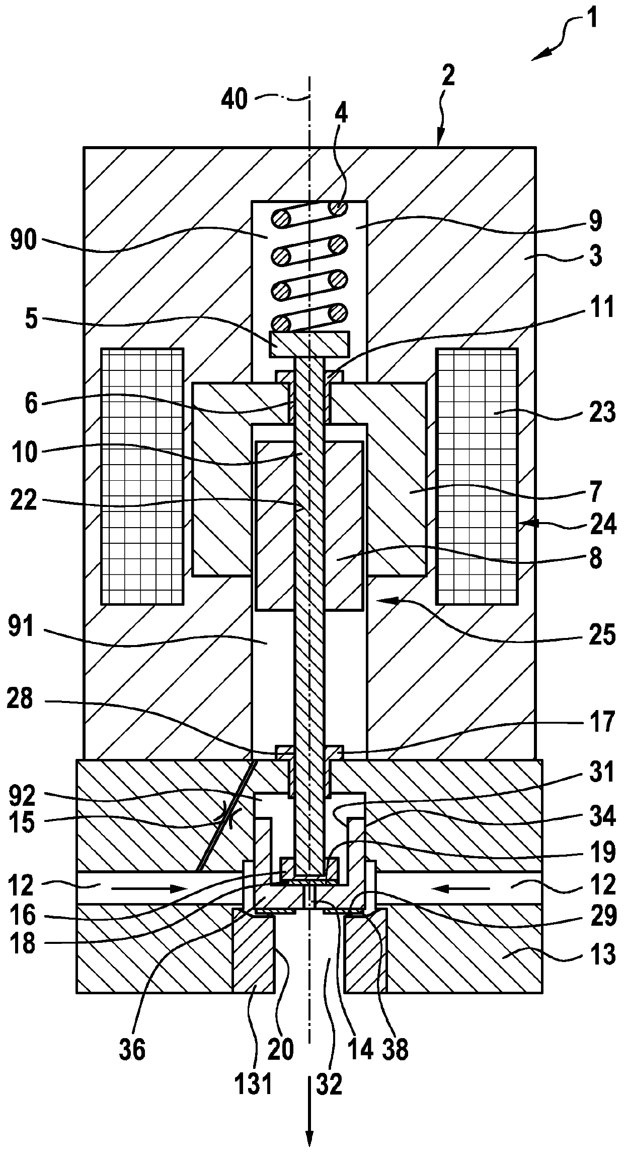 Proportional valve for controlling a gaseous medium