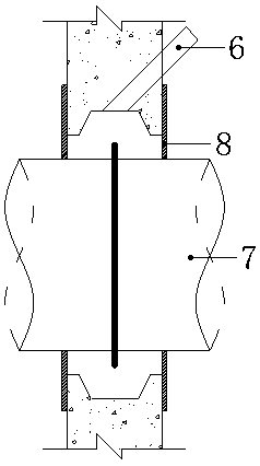 Concrete structure through-wall pipe construction reserving structure and construction method