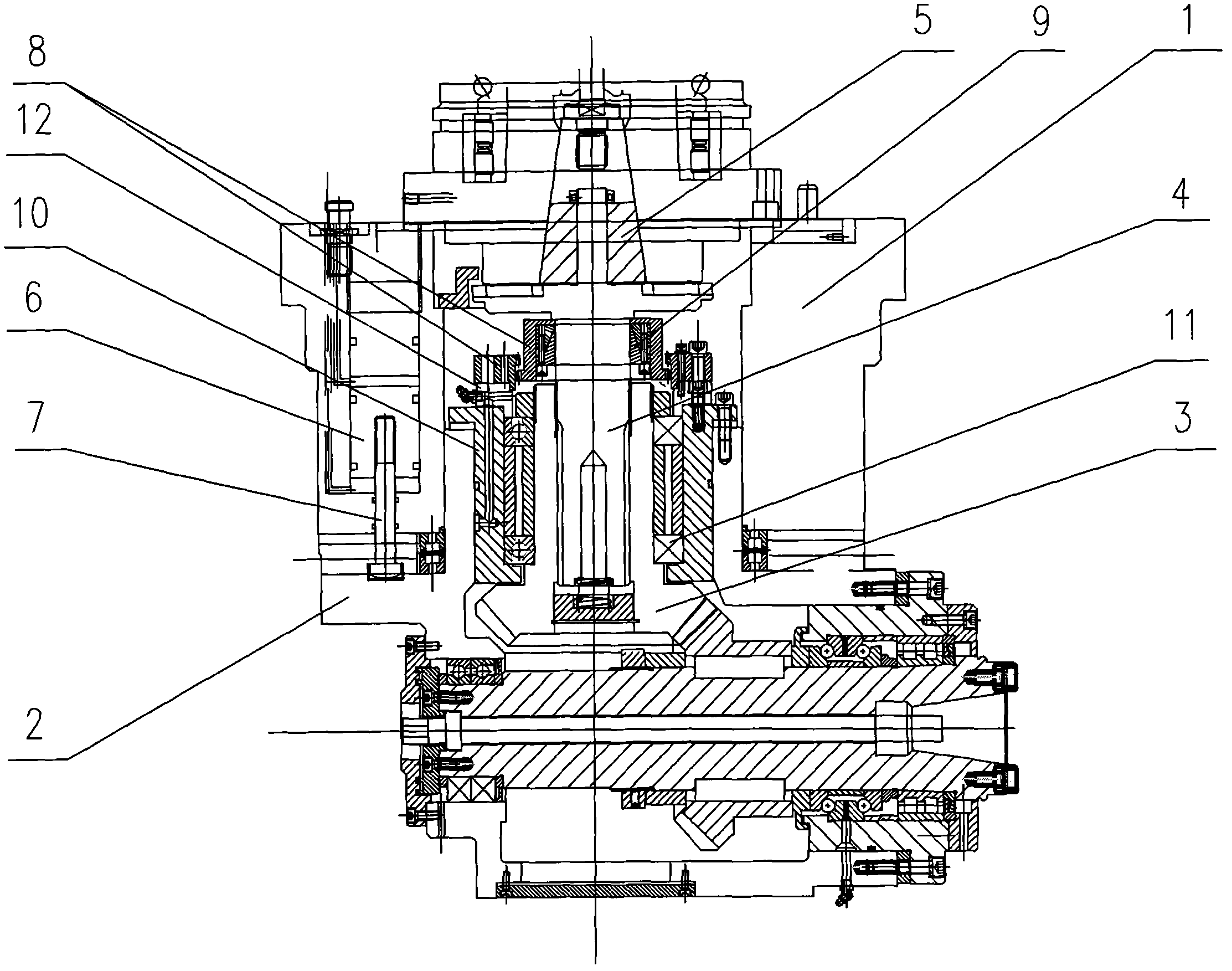 Automatic indexing right-angle milling head driven by main motor