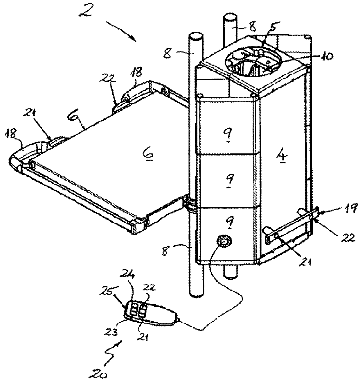 Support system comprising a control unit