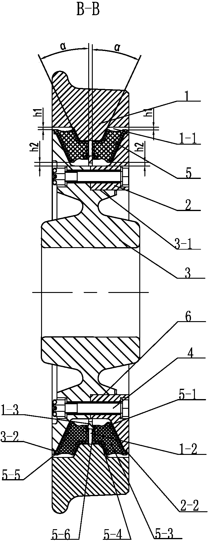 Shear-type elastic wheel for rail transit vehicles