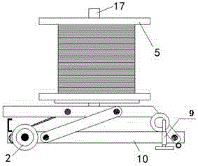 Turnover cable pay-off vehicle and application method thereof