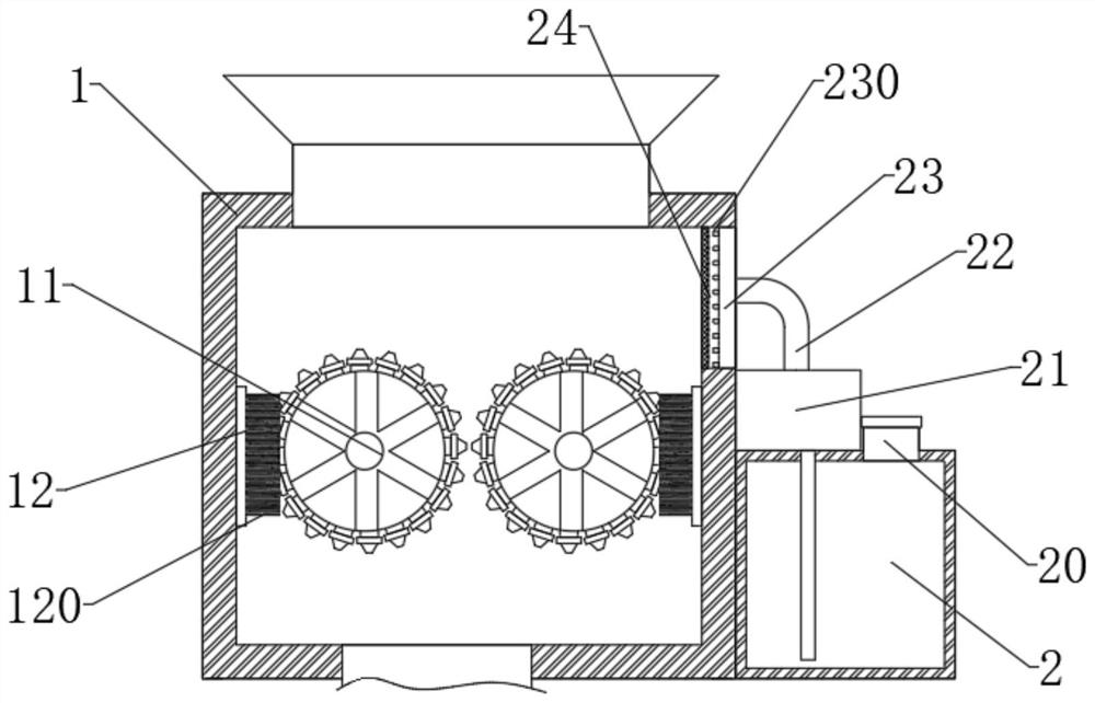 Quartz crushing and cleaning device