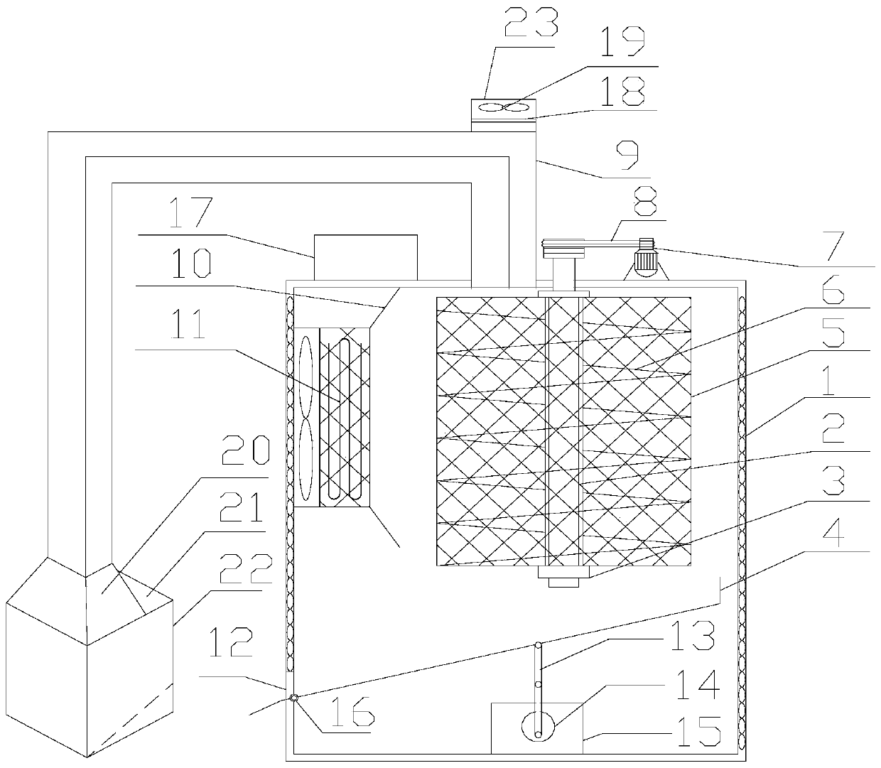 A spiral capsule dryer with automatic feeding device