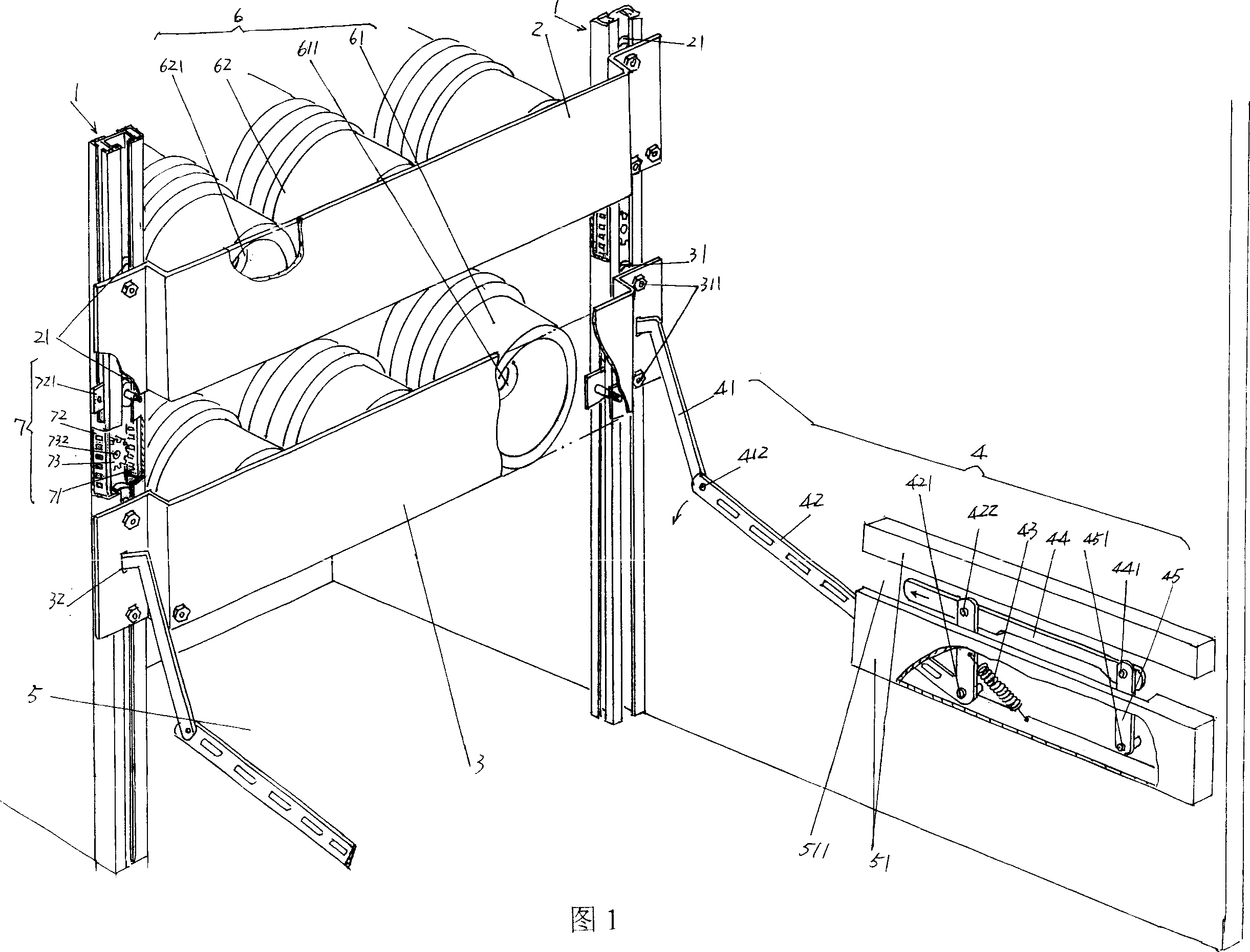 Valve open-close mechnaism of movable high-tension switch cabinet