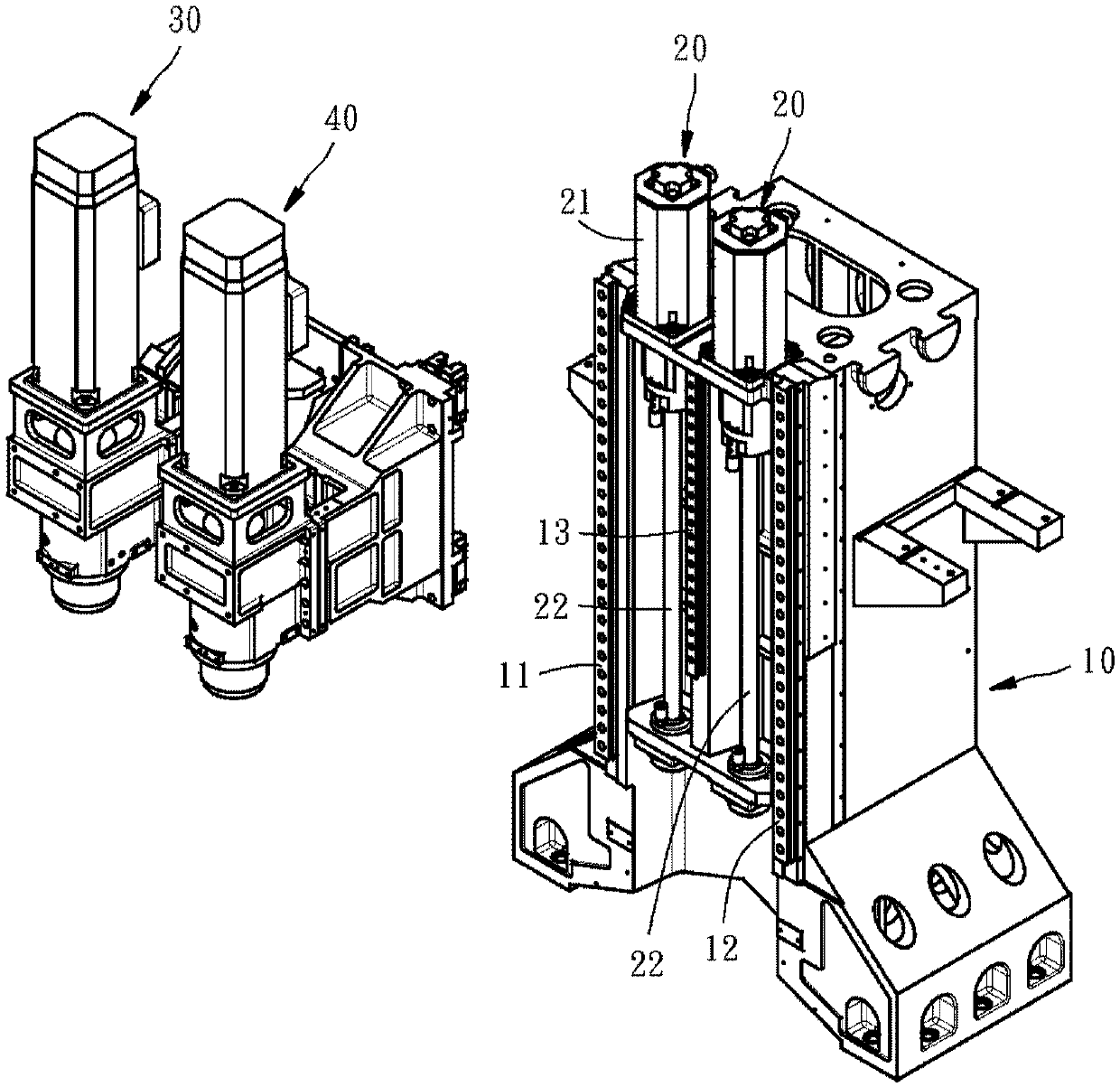 Double-headed machine tool