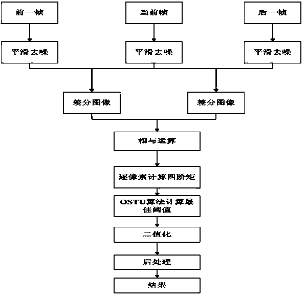 Floc detection method combining three-frame differential higher-order statistics (HOS) with OTSU algorithm