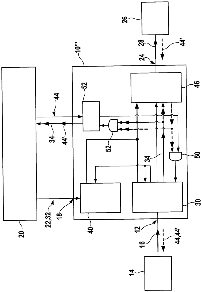 Switching device for switching the information signals of the master and the slave to the output