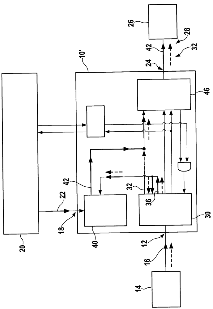 Switching device for switching the information signals of the master and the slave to the output