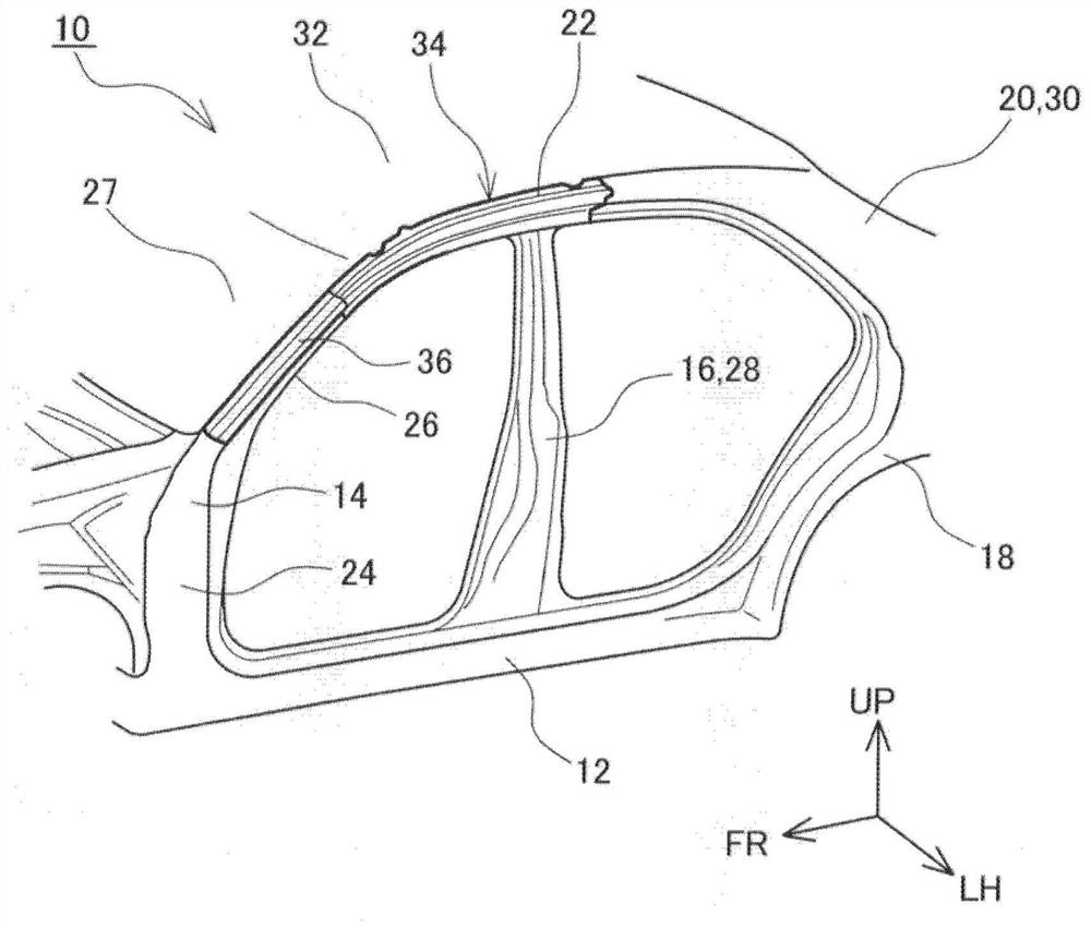 The upper arched structure of the body side part of the vehicle