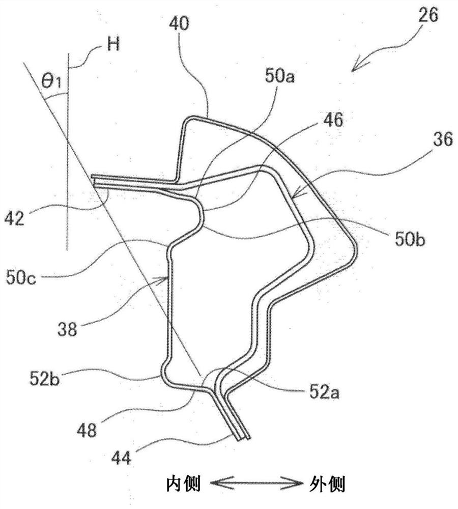 The upper arched structure of the body side part of the vehicle