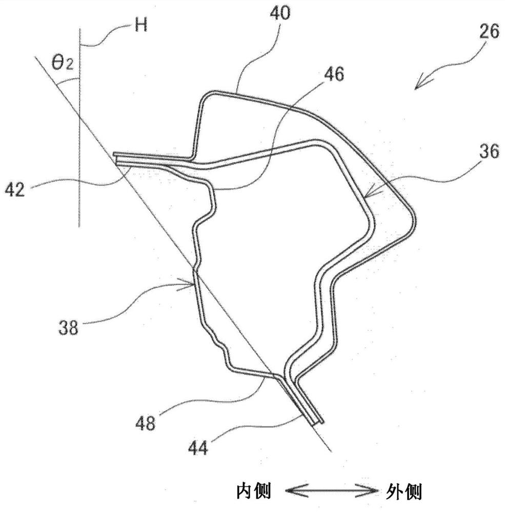 The upper arched structure of the body side part of the vehicle