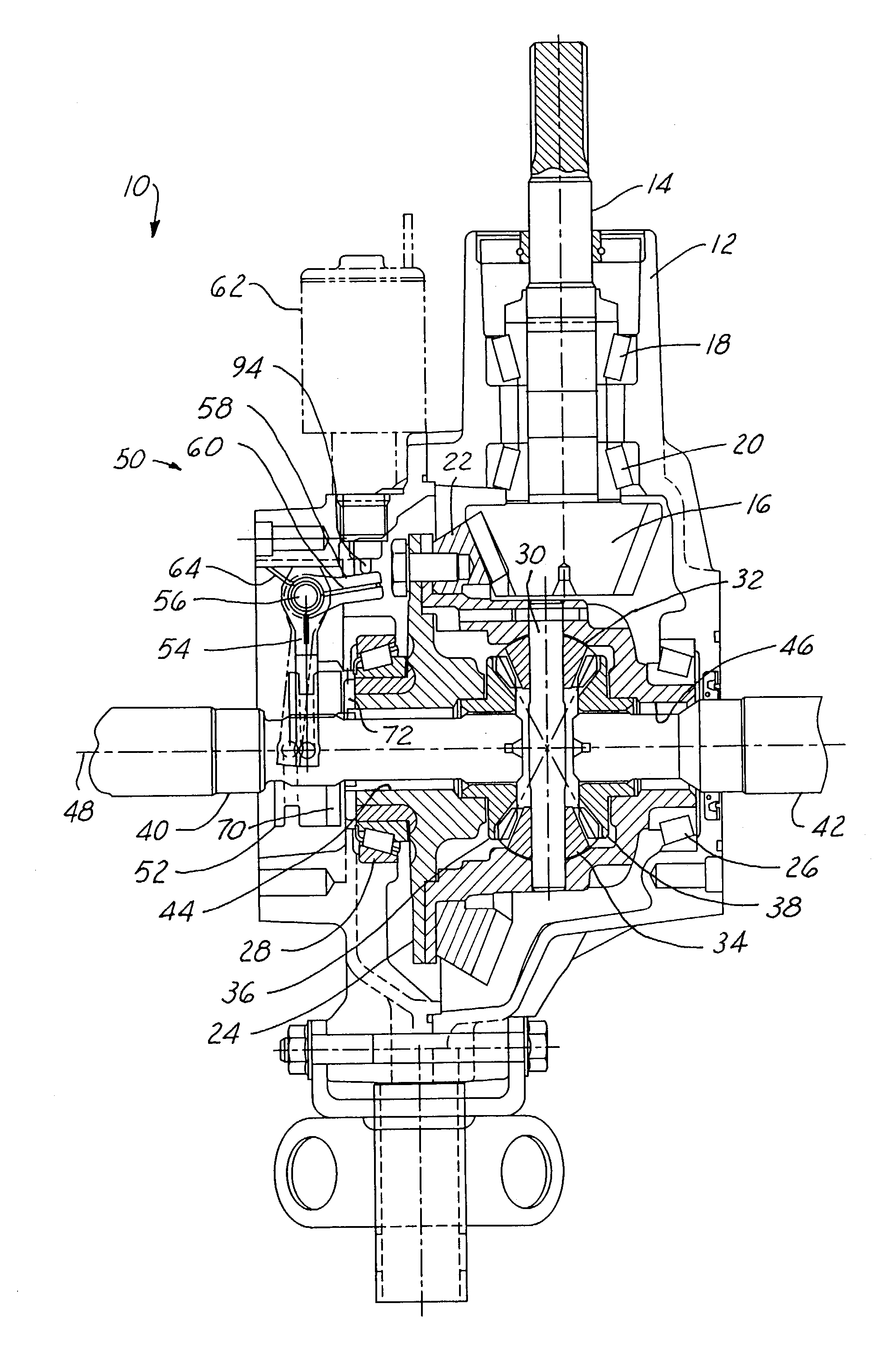 Position compensating differential locking mechanism