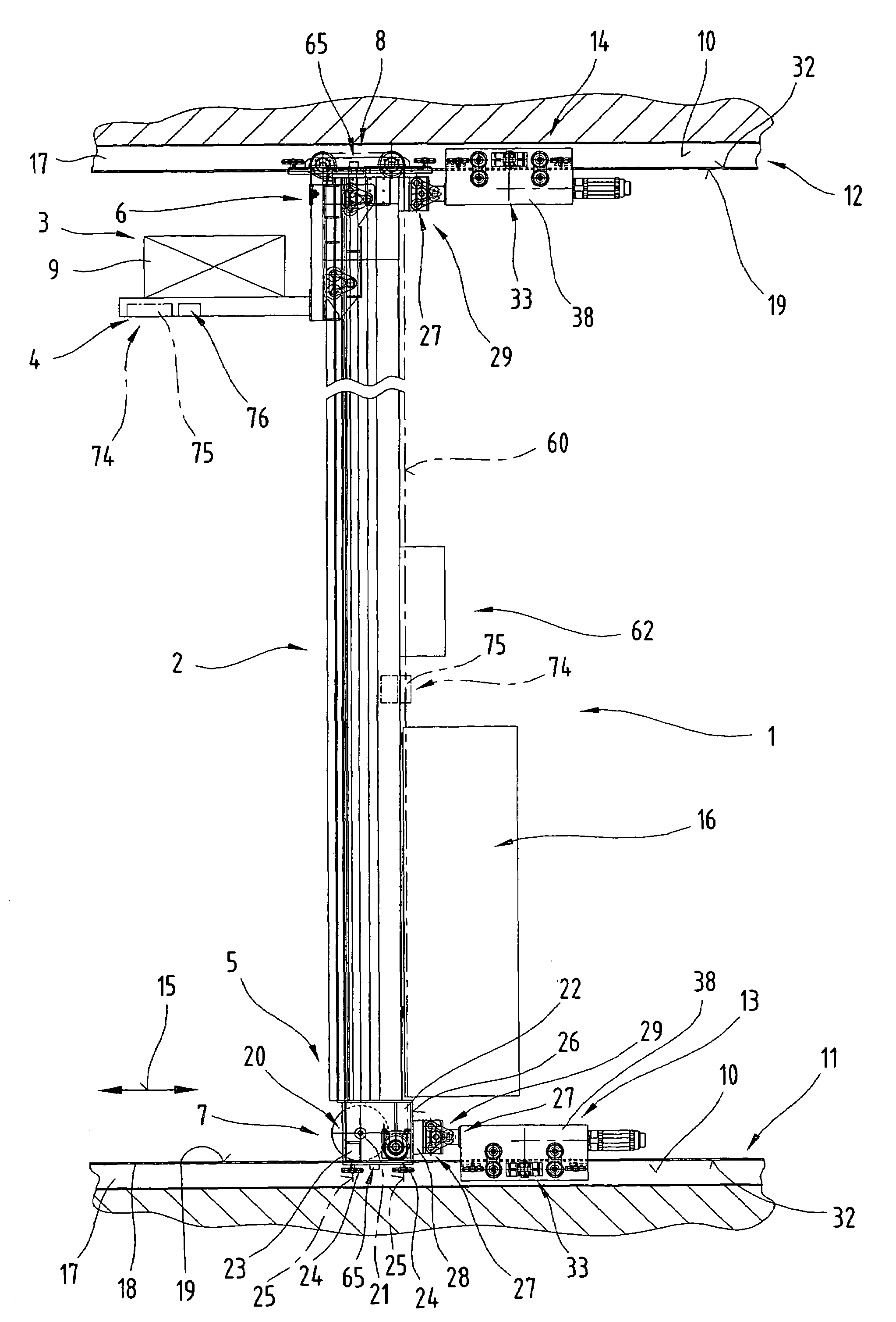 Loading/unloading device for shelving