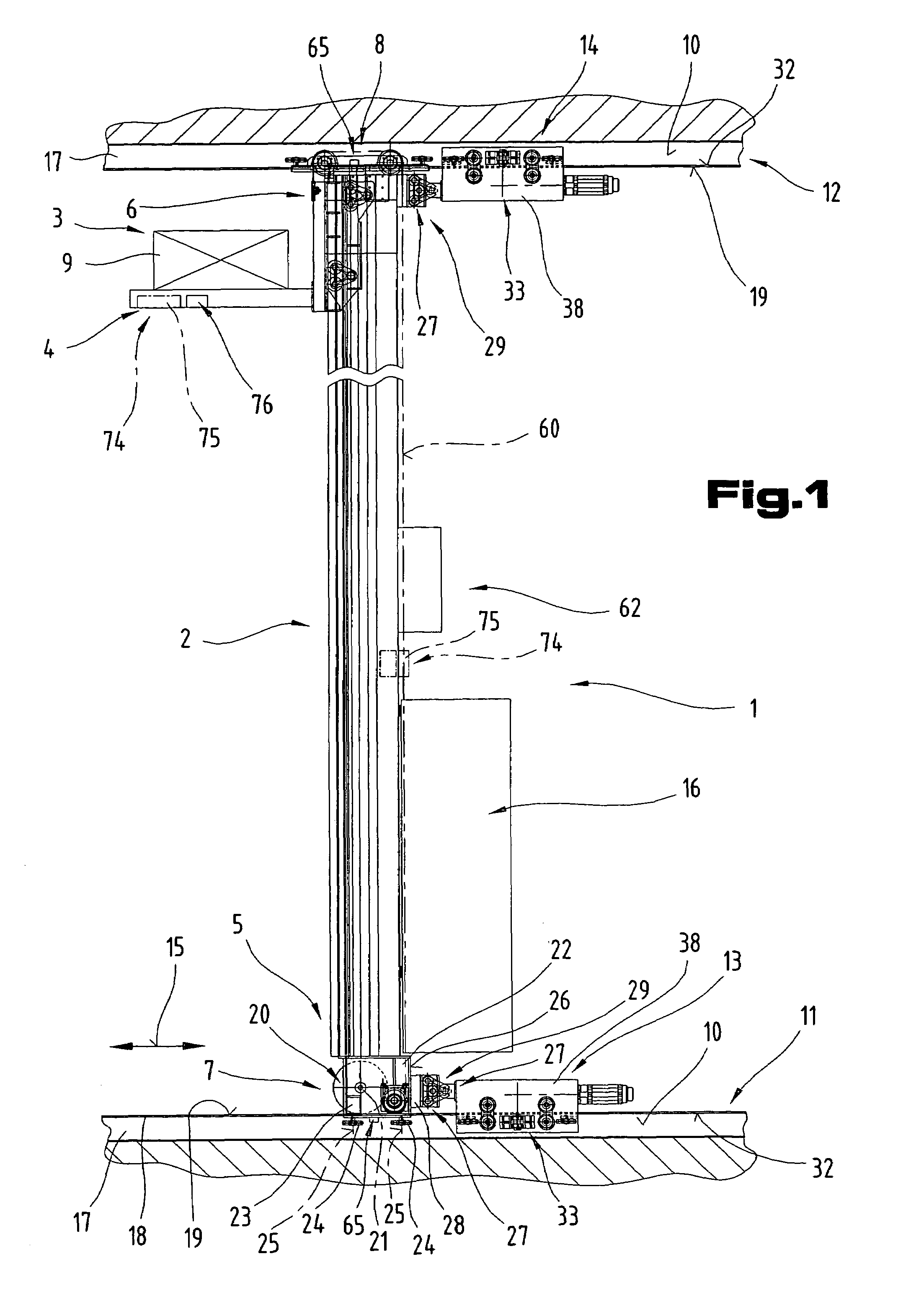 Loading/unloading device for shelving