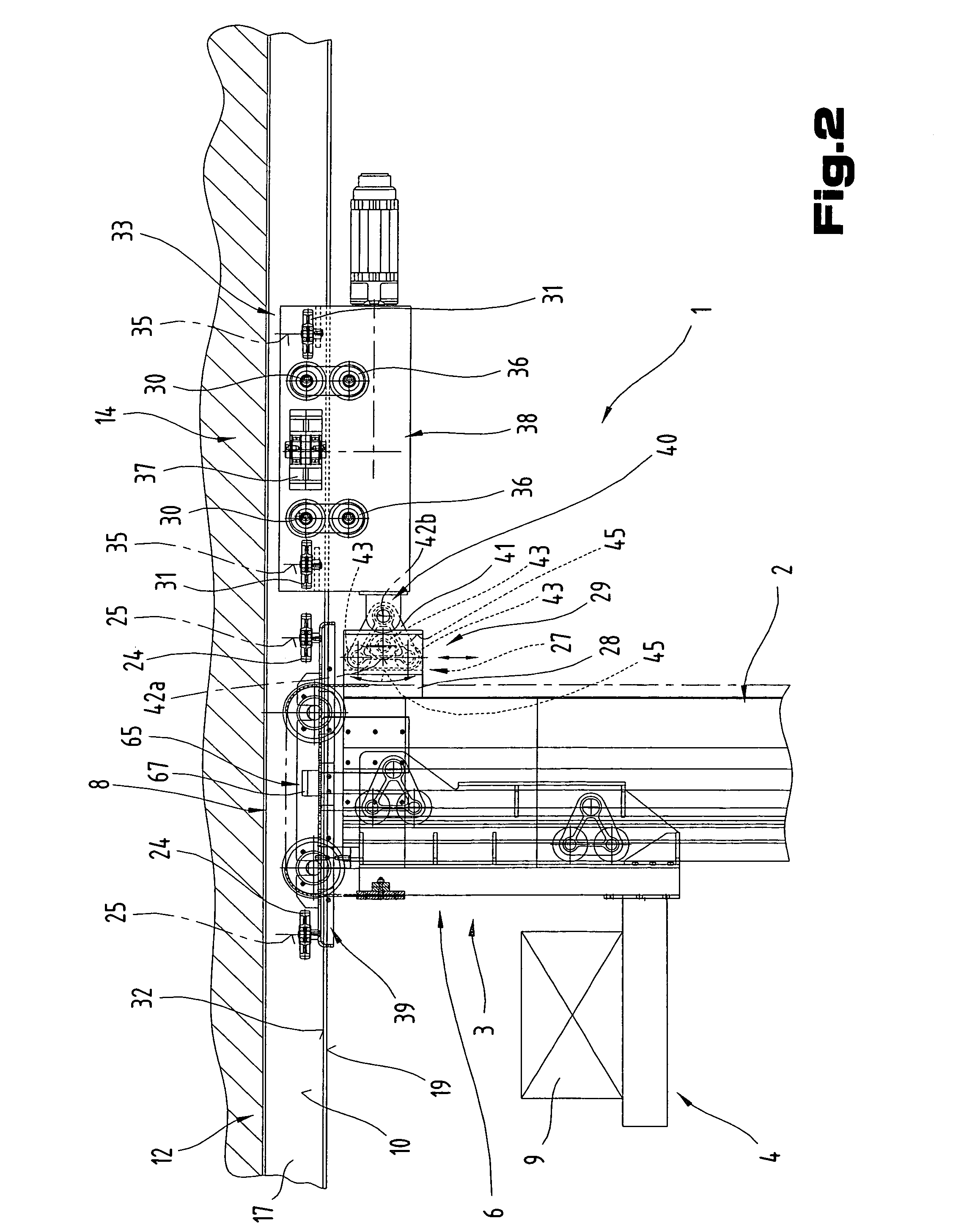 Loading/unloading device for shelving