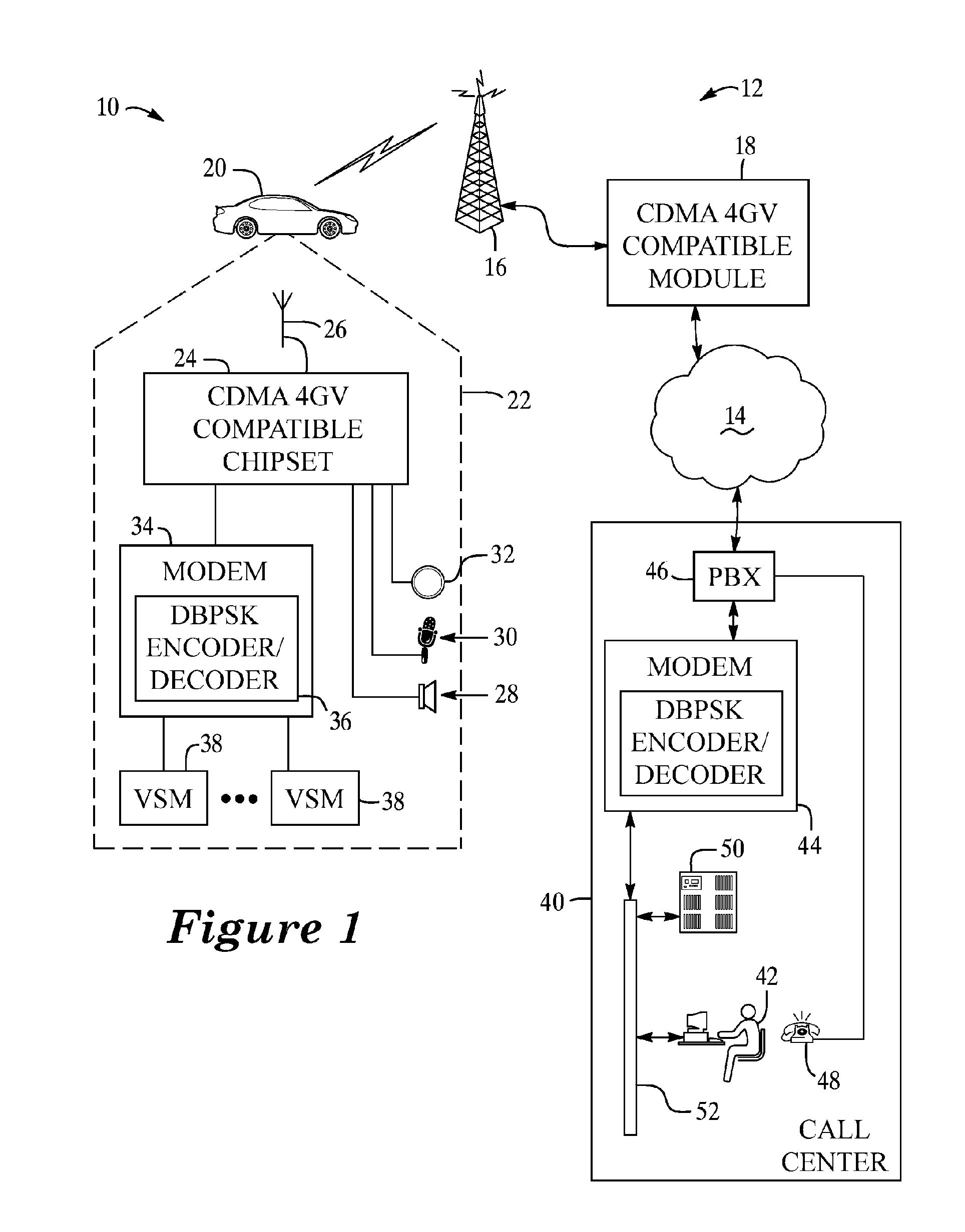 Method for data communication via a voice channel of a wireless communication network