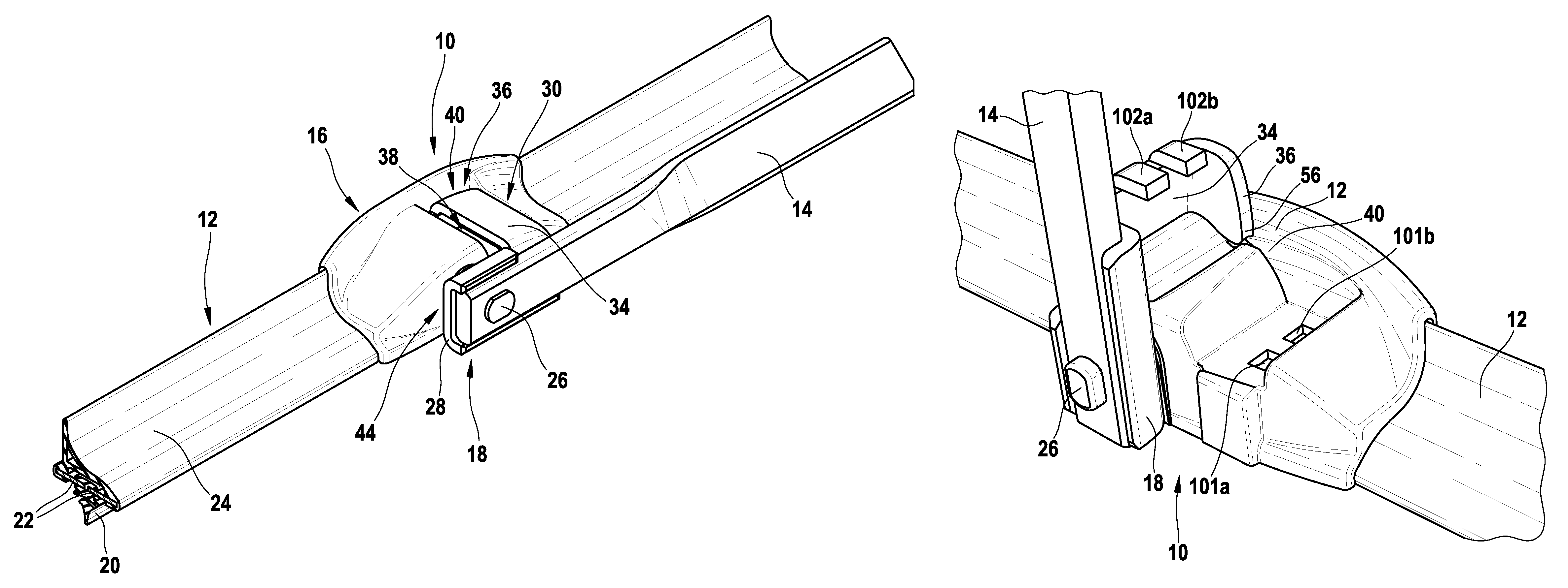 Connection apparatus for a wiping arm