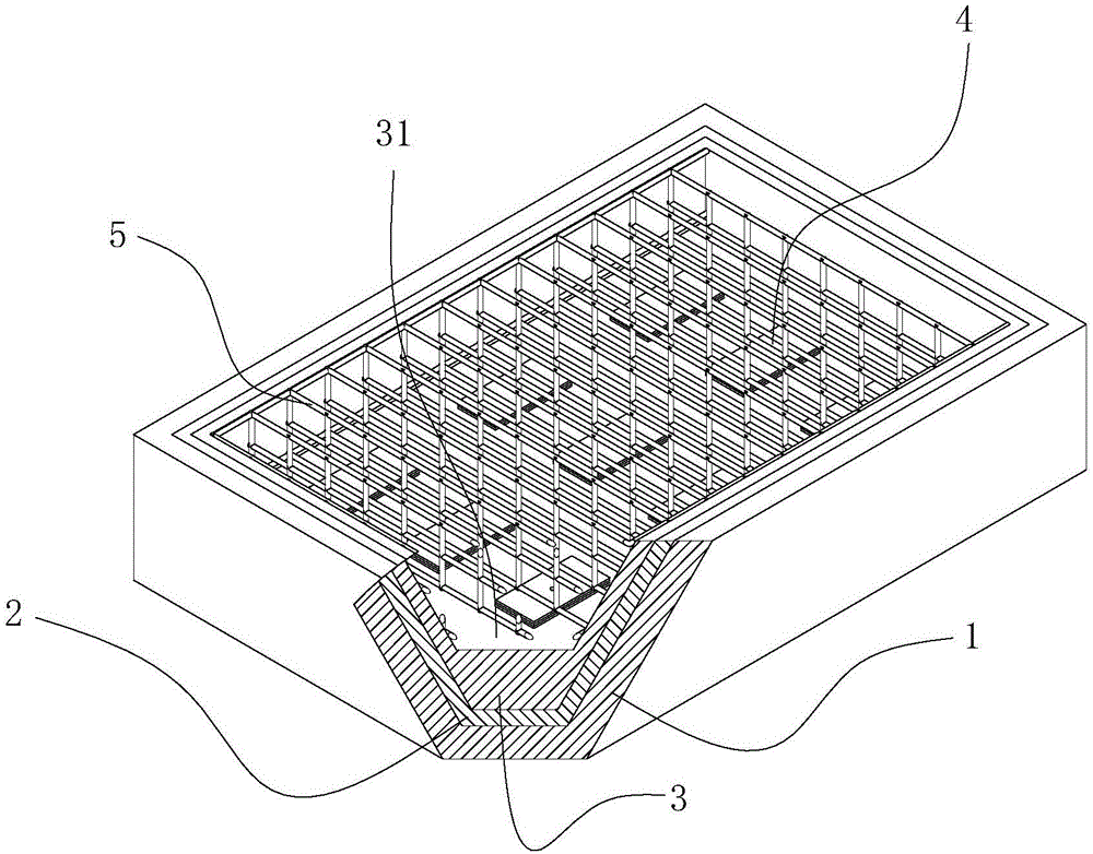 Shock absorption foundation structure of device and construction method of shock absorption foundation structure