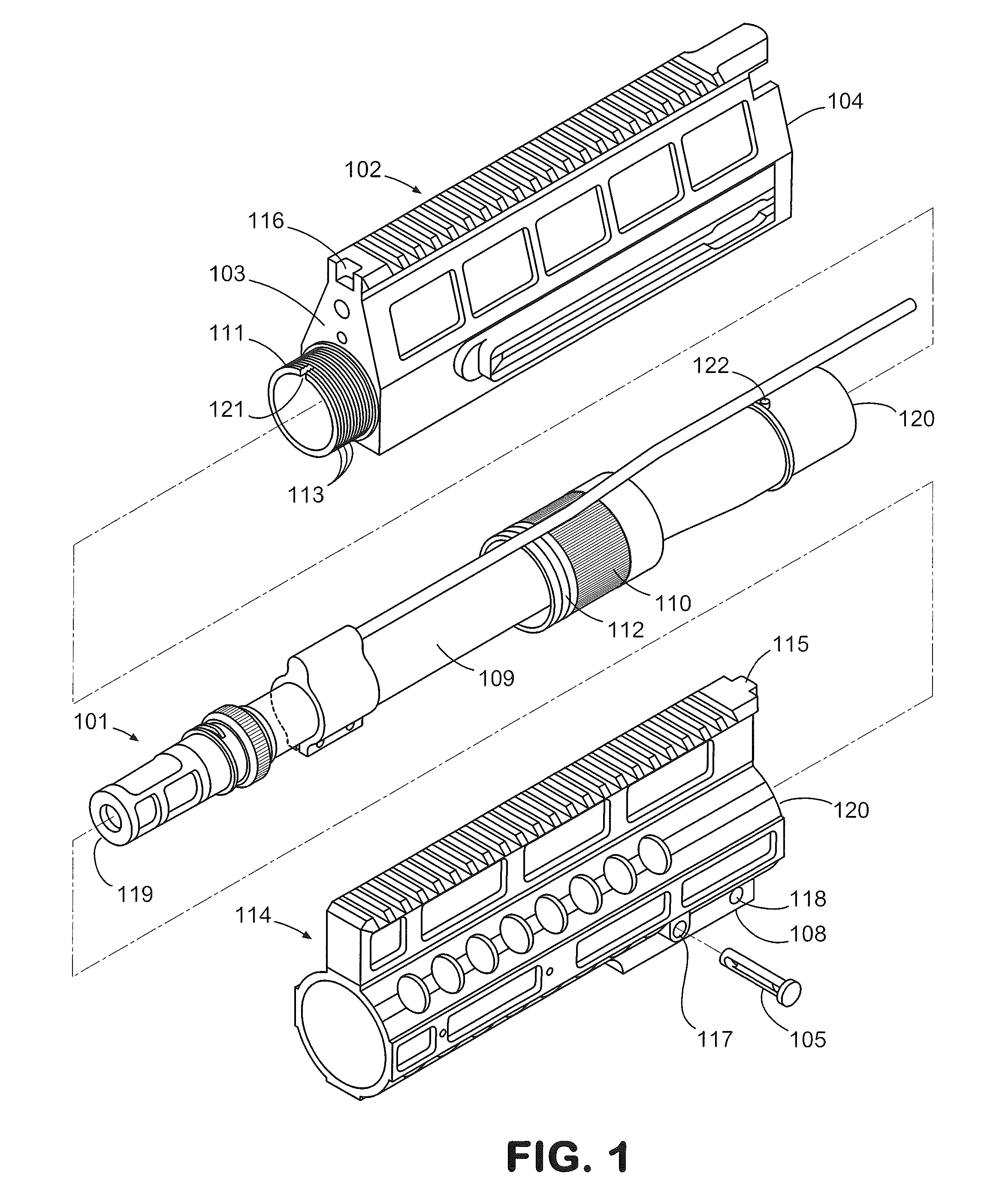 Quick take-down barrel system and method for modular rifle