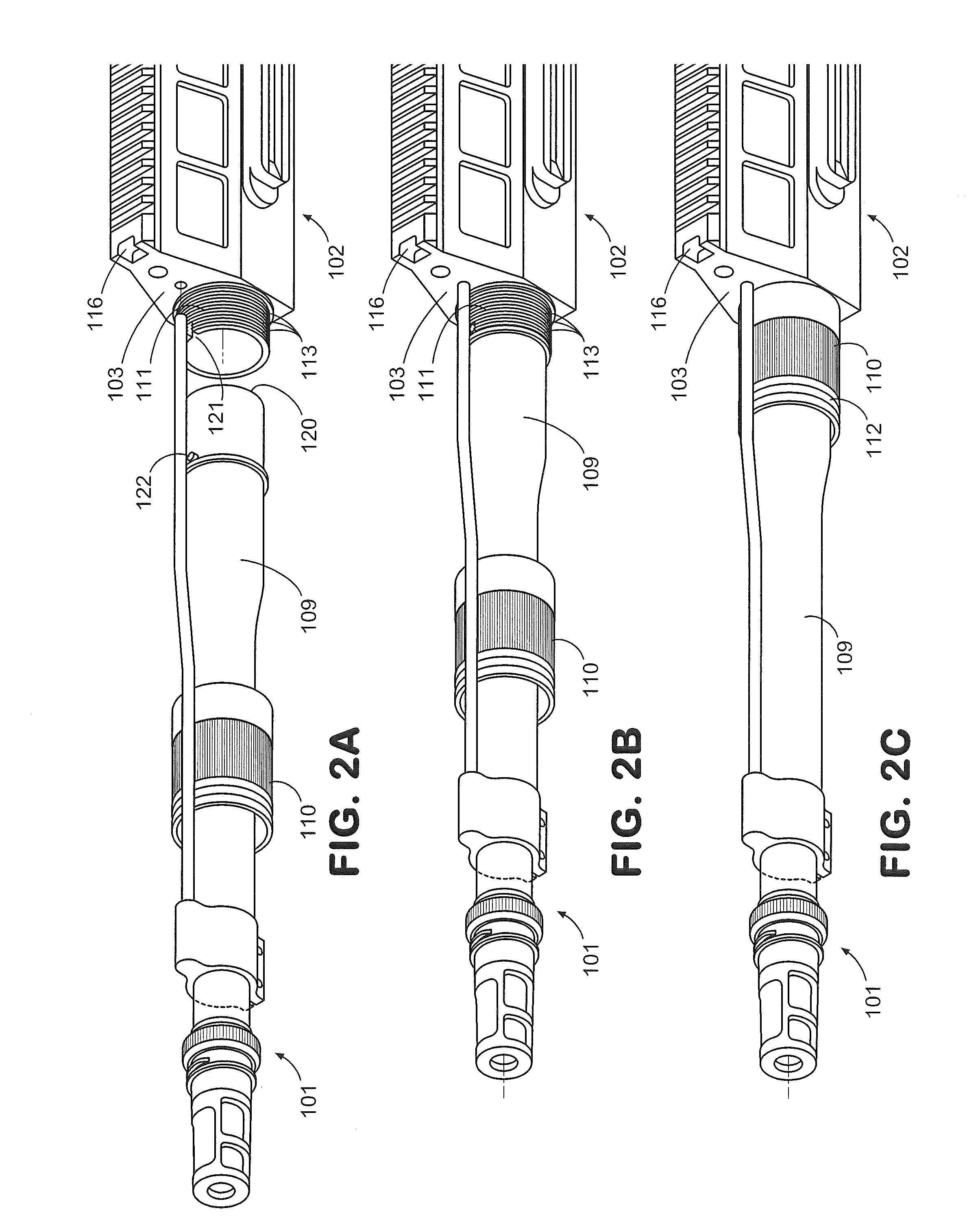 Quick take-down barrel system and method for modular rifle