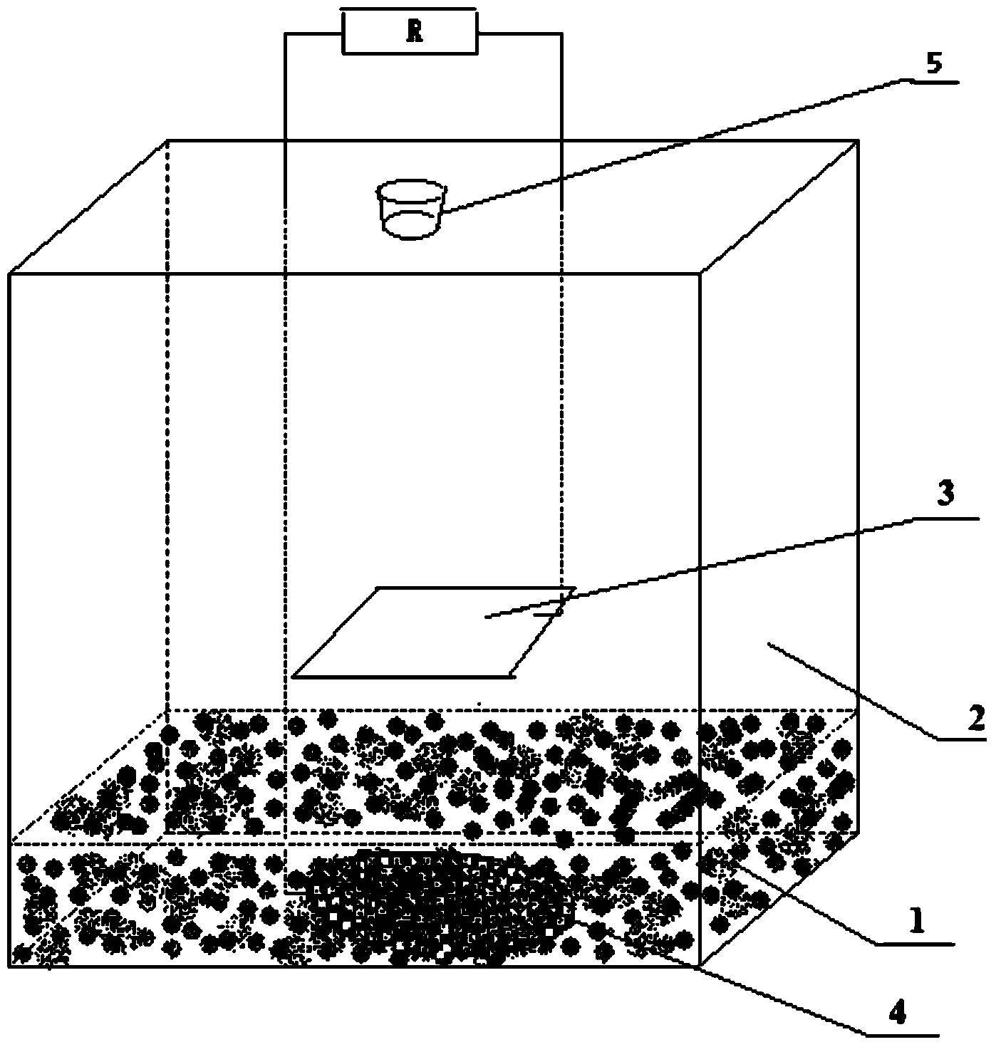 Single-chamber and film-free anaerobic type microbial fuel cell for processing acidic mine wastewater