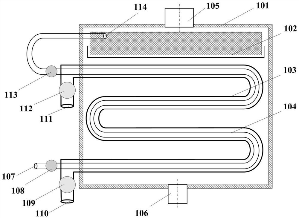 A compound falling film evaporator and refrigeration device