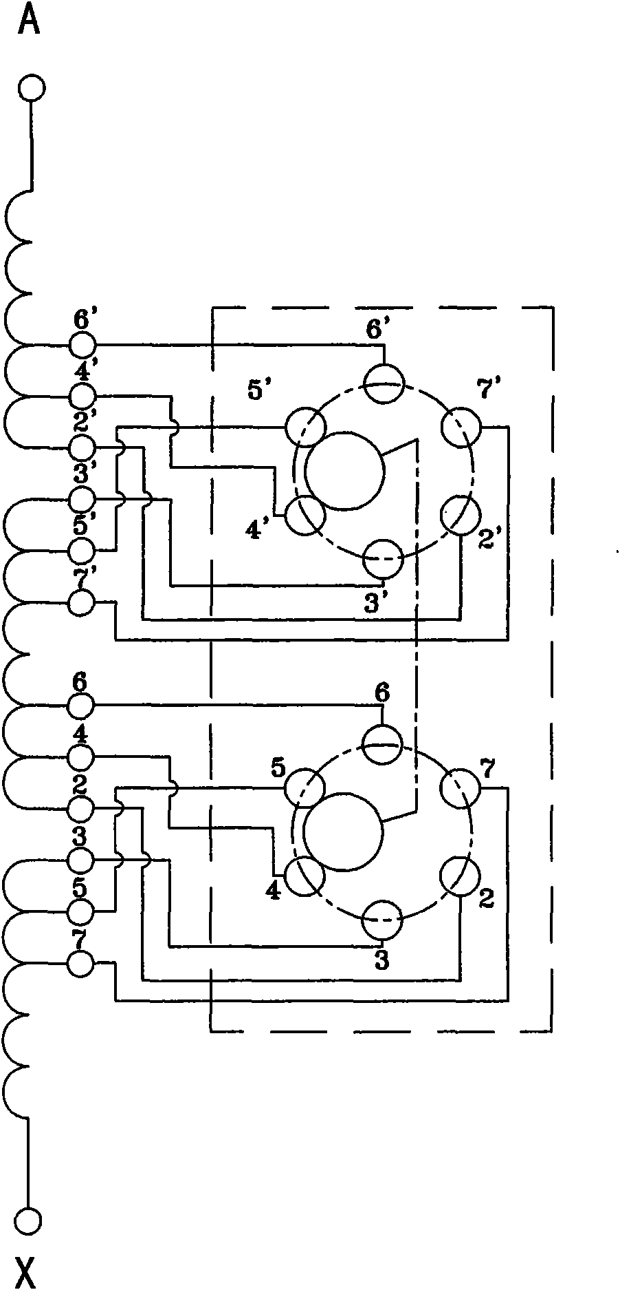 Linked voltage regulation non-excitation tap switch