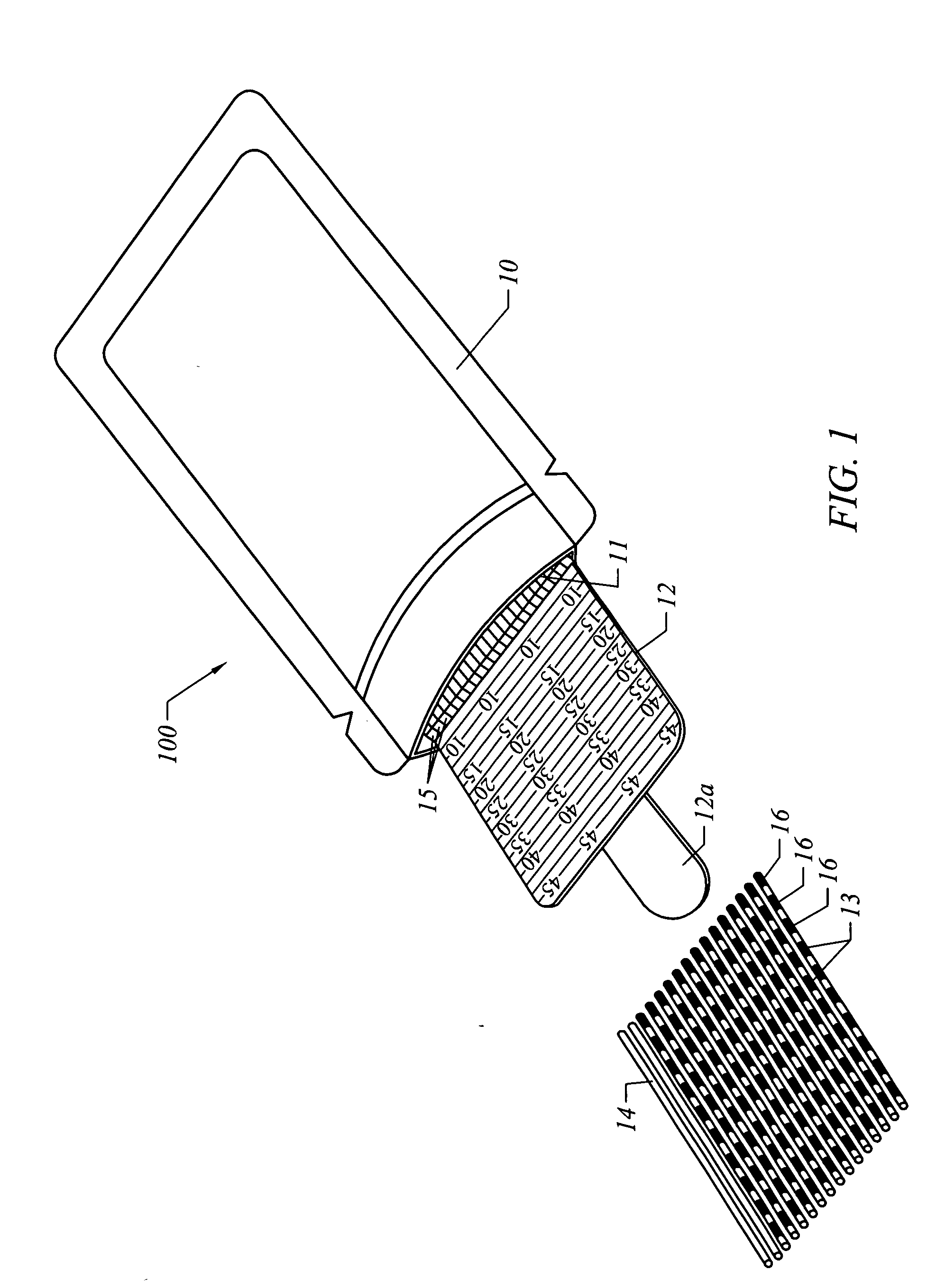 Shielded transport for multiple brachytheapy implants with integrated measuring and cutting board