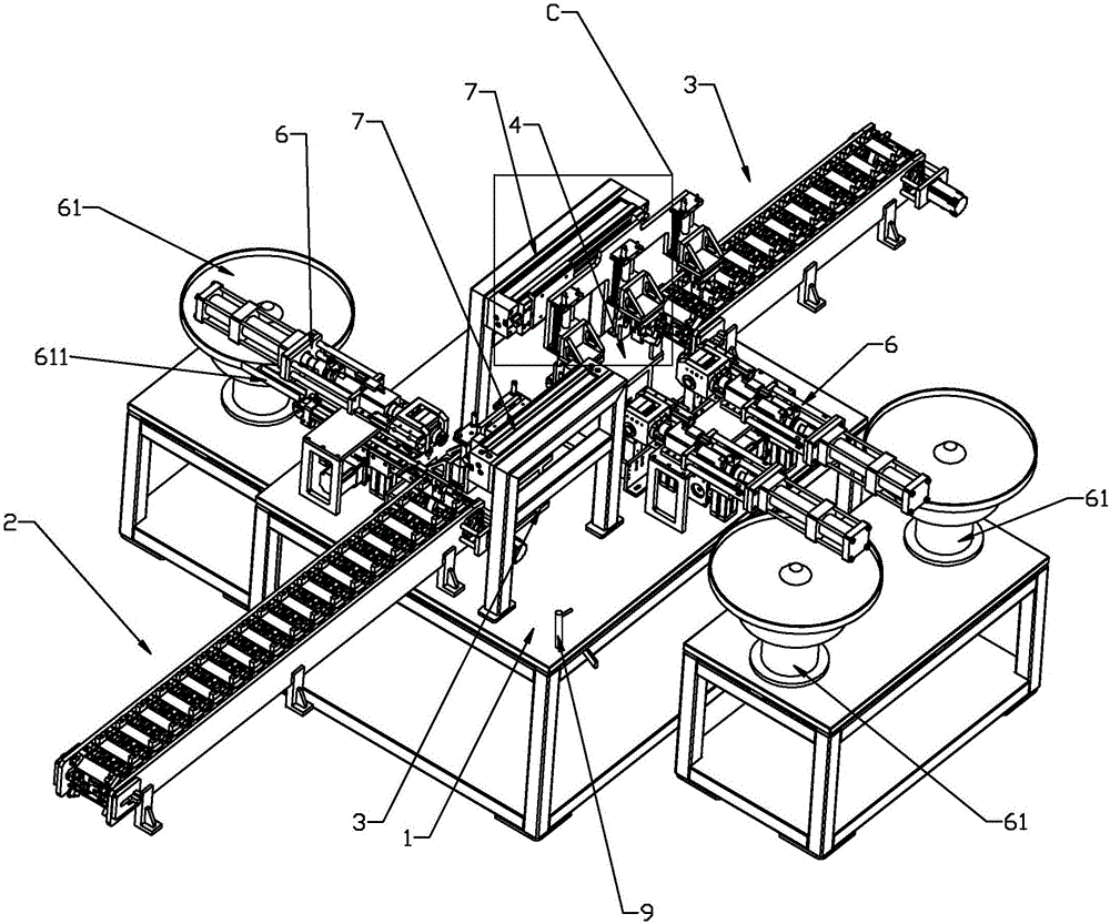 Quick-cleaning multi-stage automatic parts assembly machine for motor rotor shafts