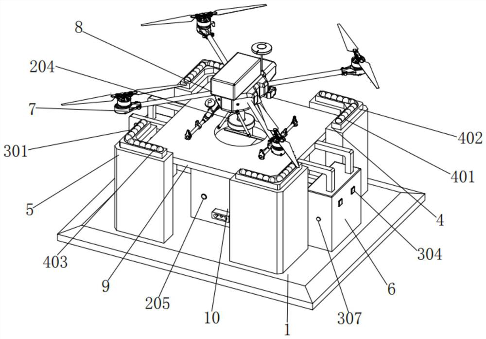 Parking and charging equipment for electric power investigation flying robot