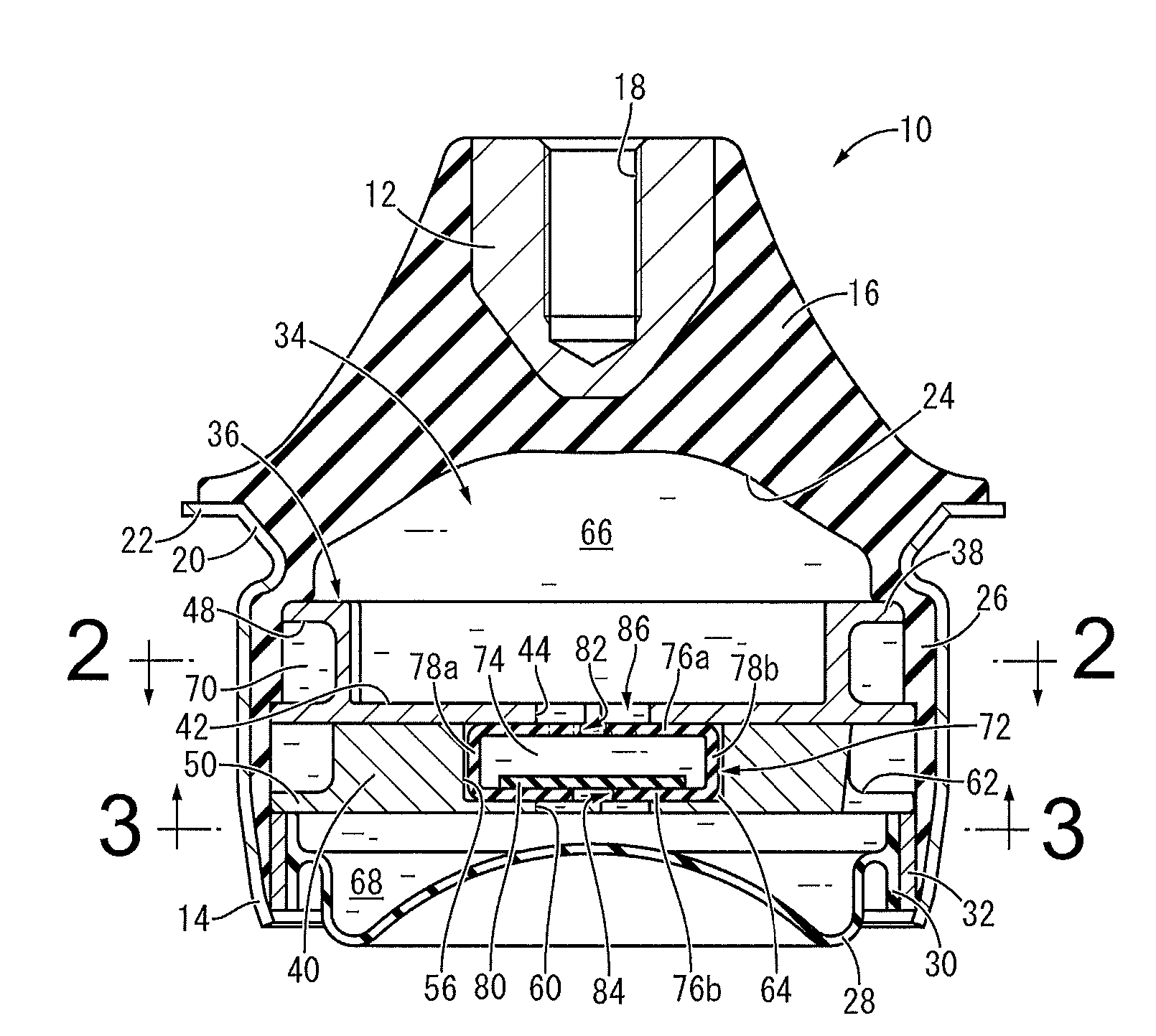 Fluid-filled vibration damping device