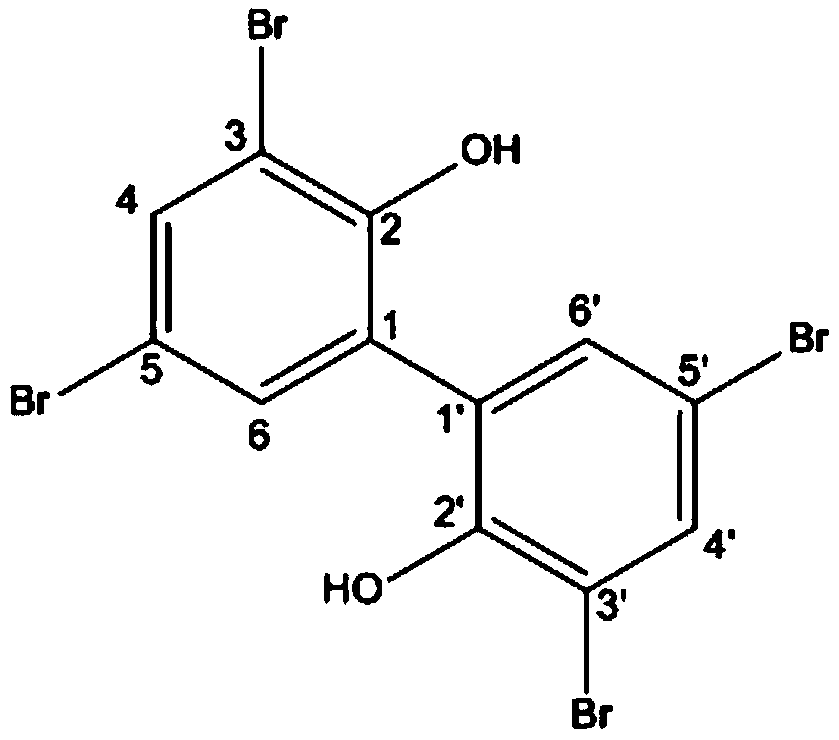 Application of compound 3,3',5,5'-tetrabromo-2,2'-biphenol in aspects of algal inhibition and removal