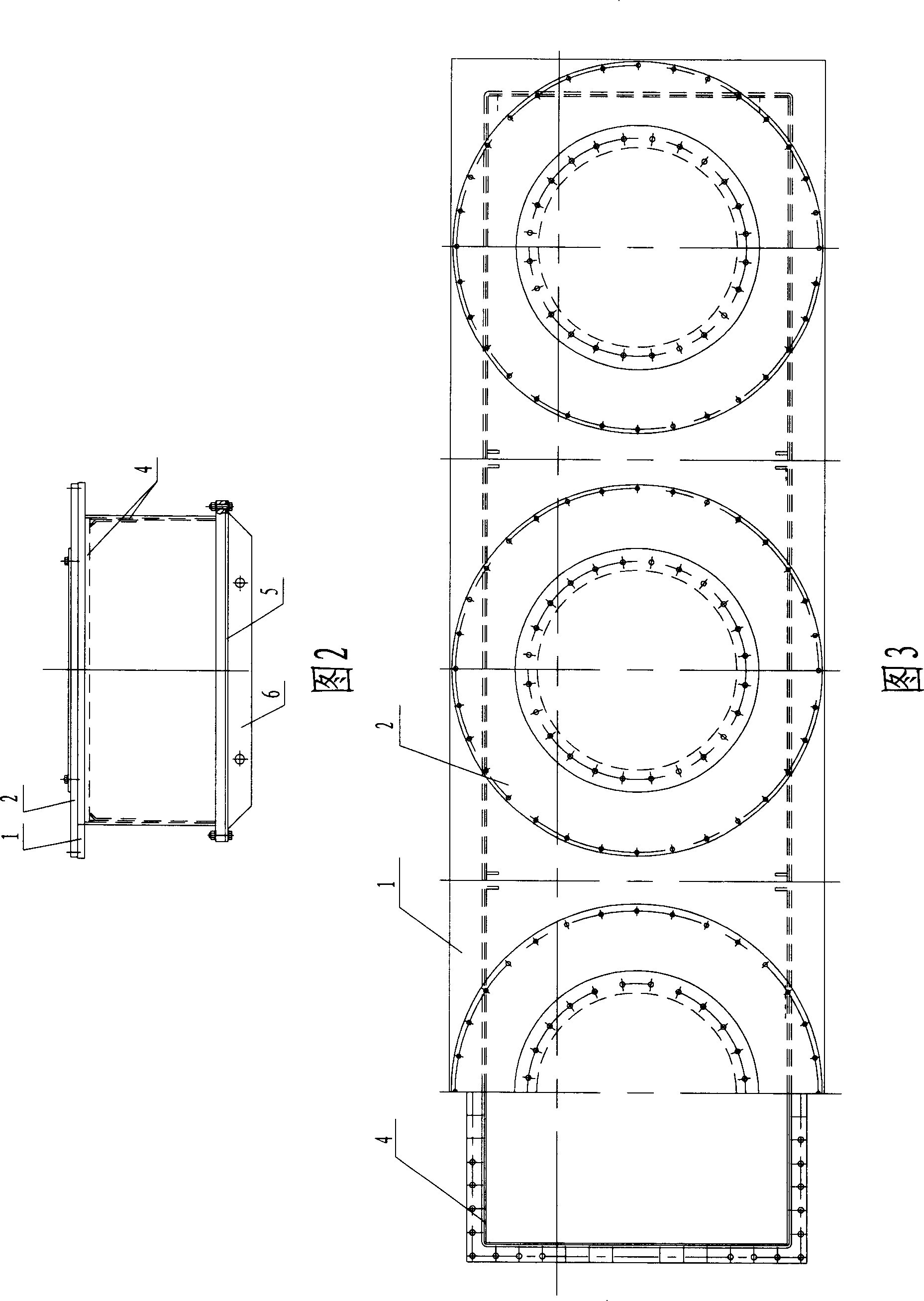 Transformer low voltage large current outlet three-phase shared tank electric shielding structure