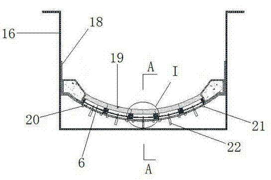 Testing device for measuring hydrodynamic gap pressure of bottom plates of plunge pool