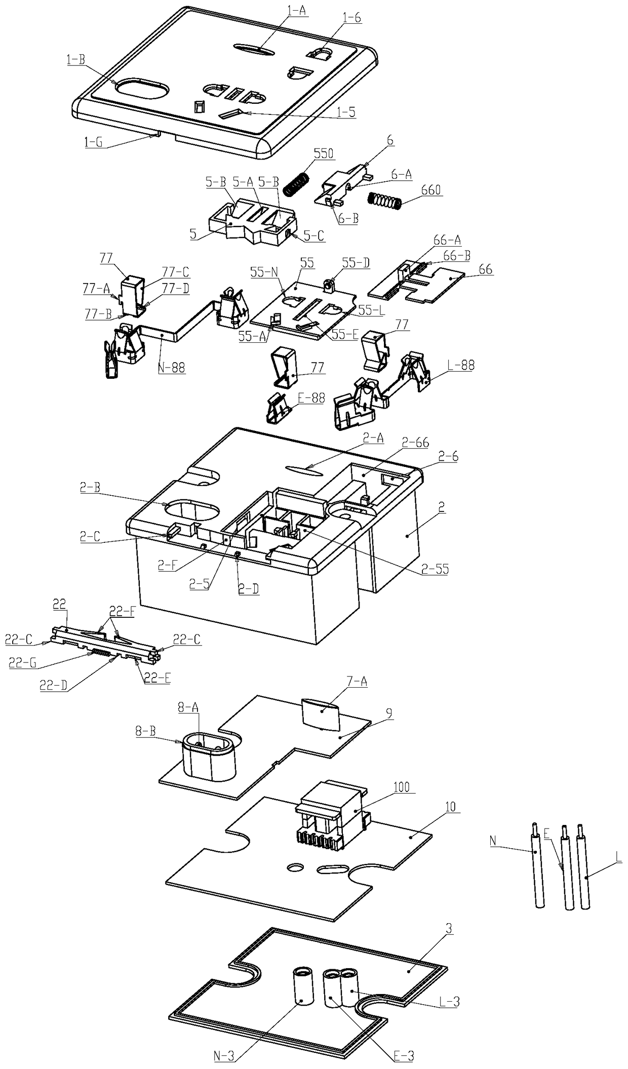 Wall outlet with power adapter