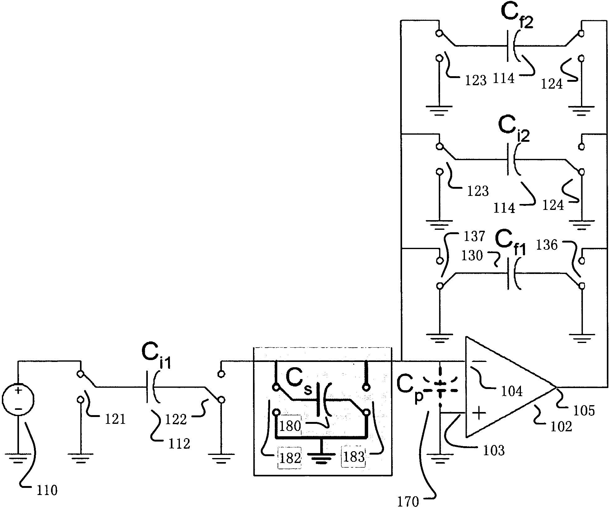 Multi-stage amplifier with switching circuitry